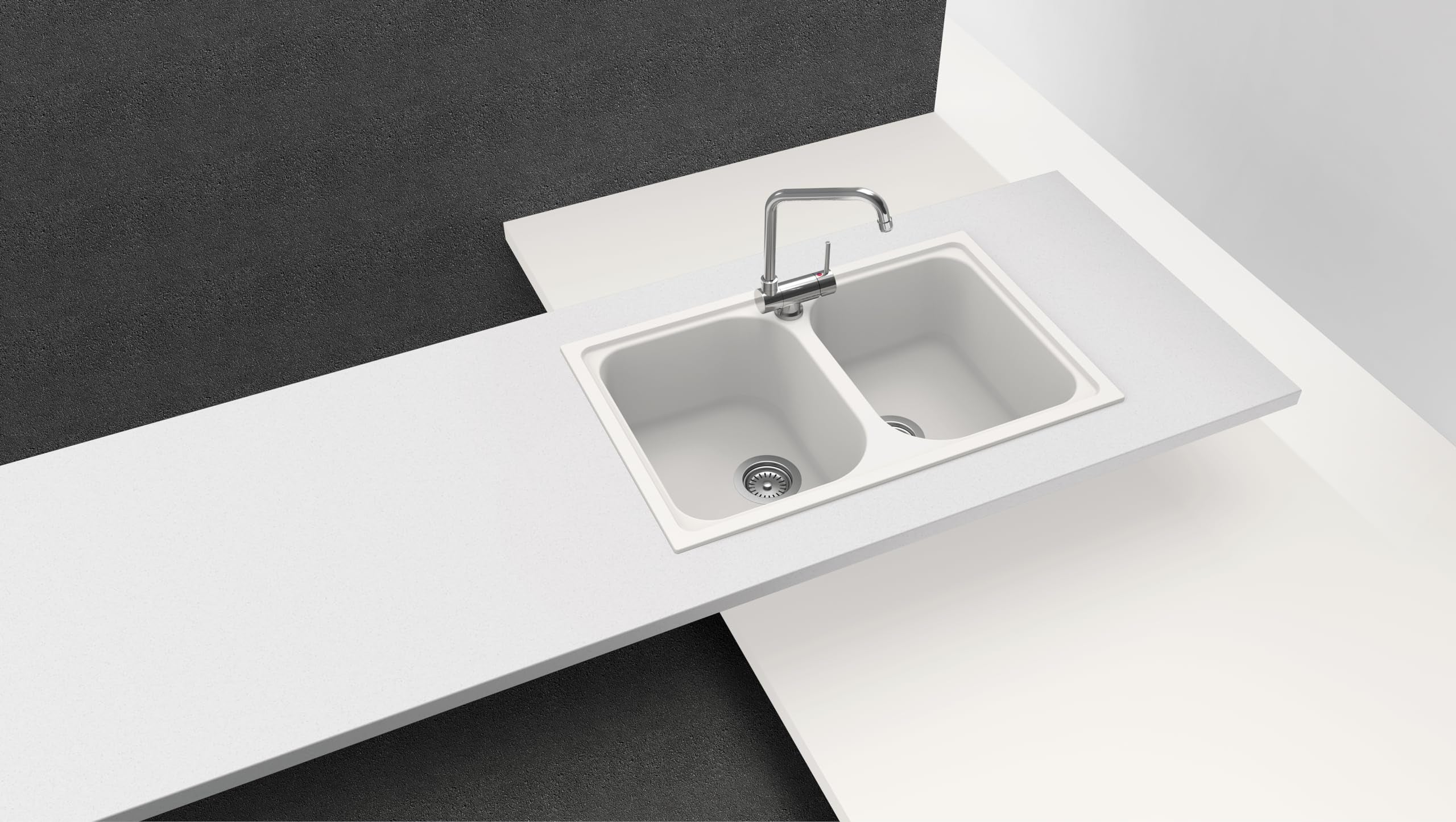 SCHOCK | Lavello Cucina Lithos N200S 2 Vasche Small, Materiale Cristalite®, Nero Assoluto, 790x500mm - 3