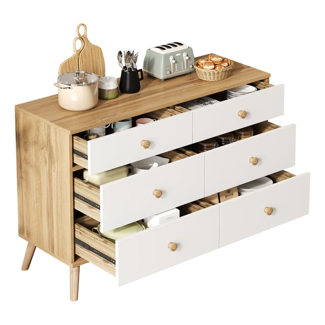 Mobili soggiorno 116x40x80cm 6 cassetti grandi design semplice multifunzionale tonalità legno