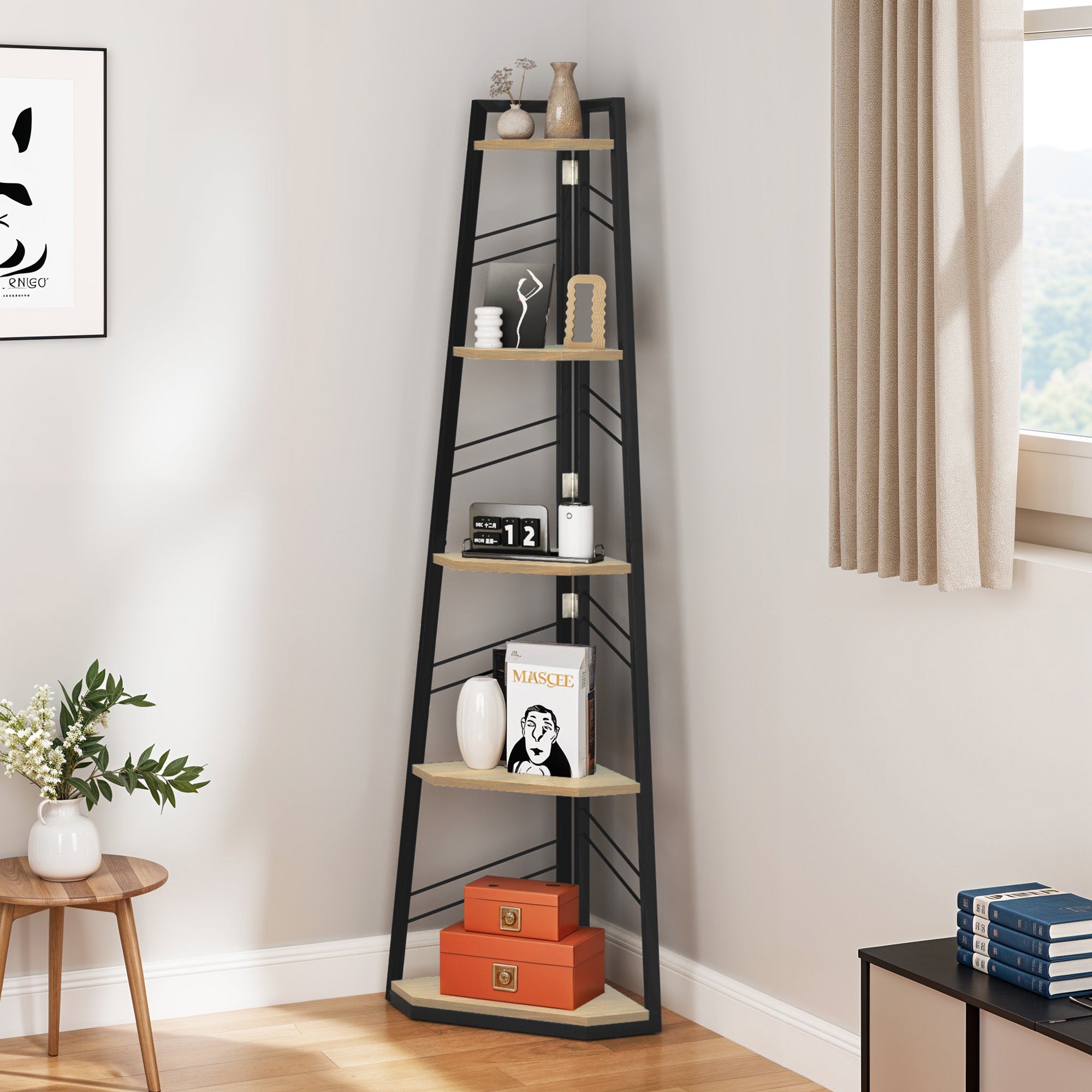 YITAHOME Libreria 5 Ripiani Stile Industriale Con Protezione Bordi E Kit Anti-ribaltamento, Bianco, Per Soggiorno E Ufficio - 3