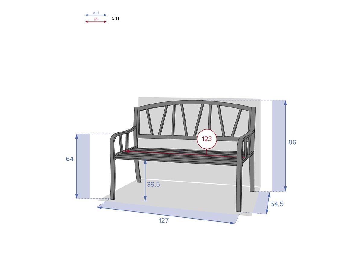 Banc de jardin Alvernia Noir - Hespéride - 3