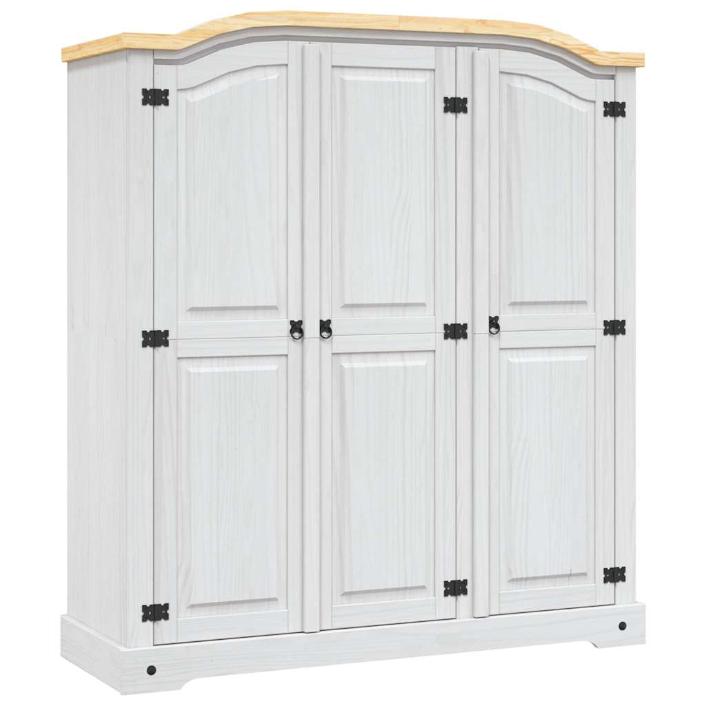 Armário de madeira de pinho mexicano estilo Corona branco com 3 portas - COMFORTXL - 2