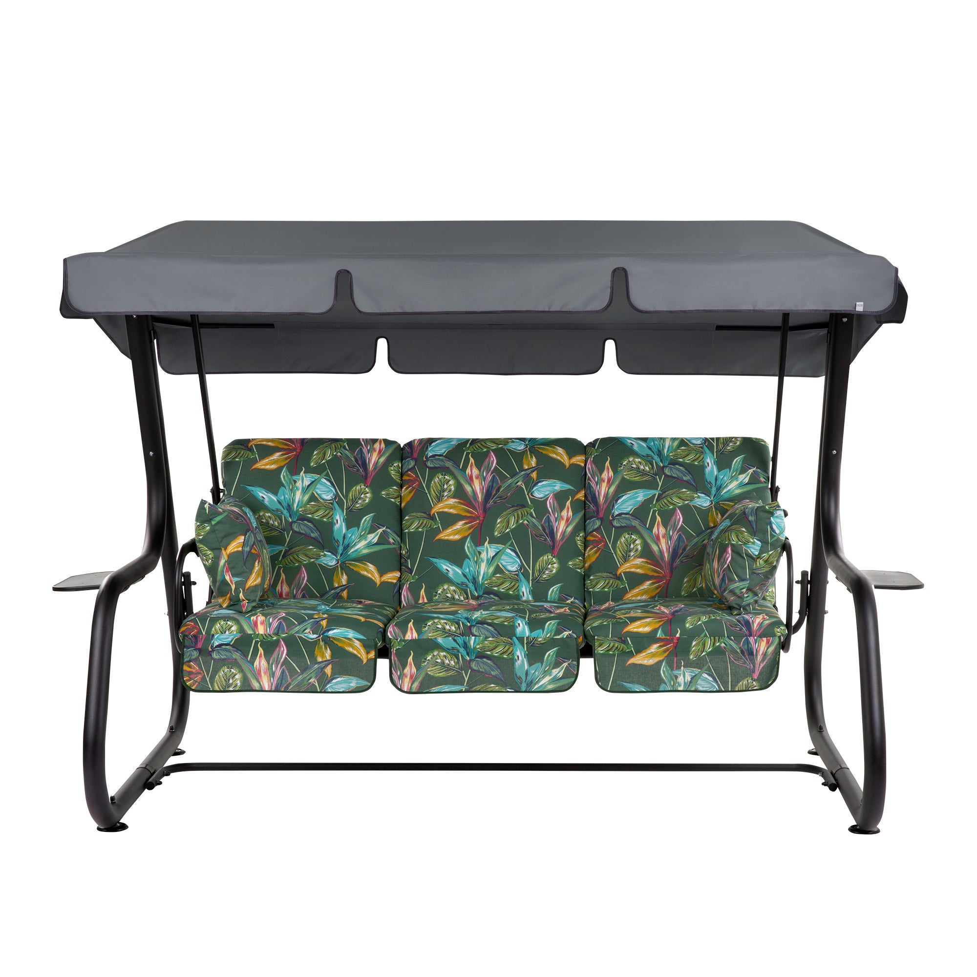 Huśtawka ogrodowa Rimini Black Edition wzór tropikalny PATIO