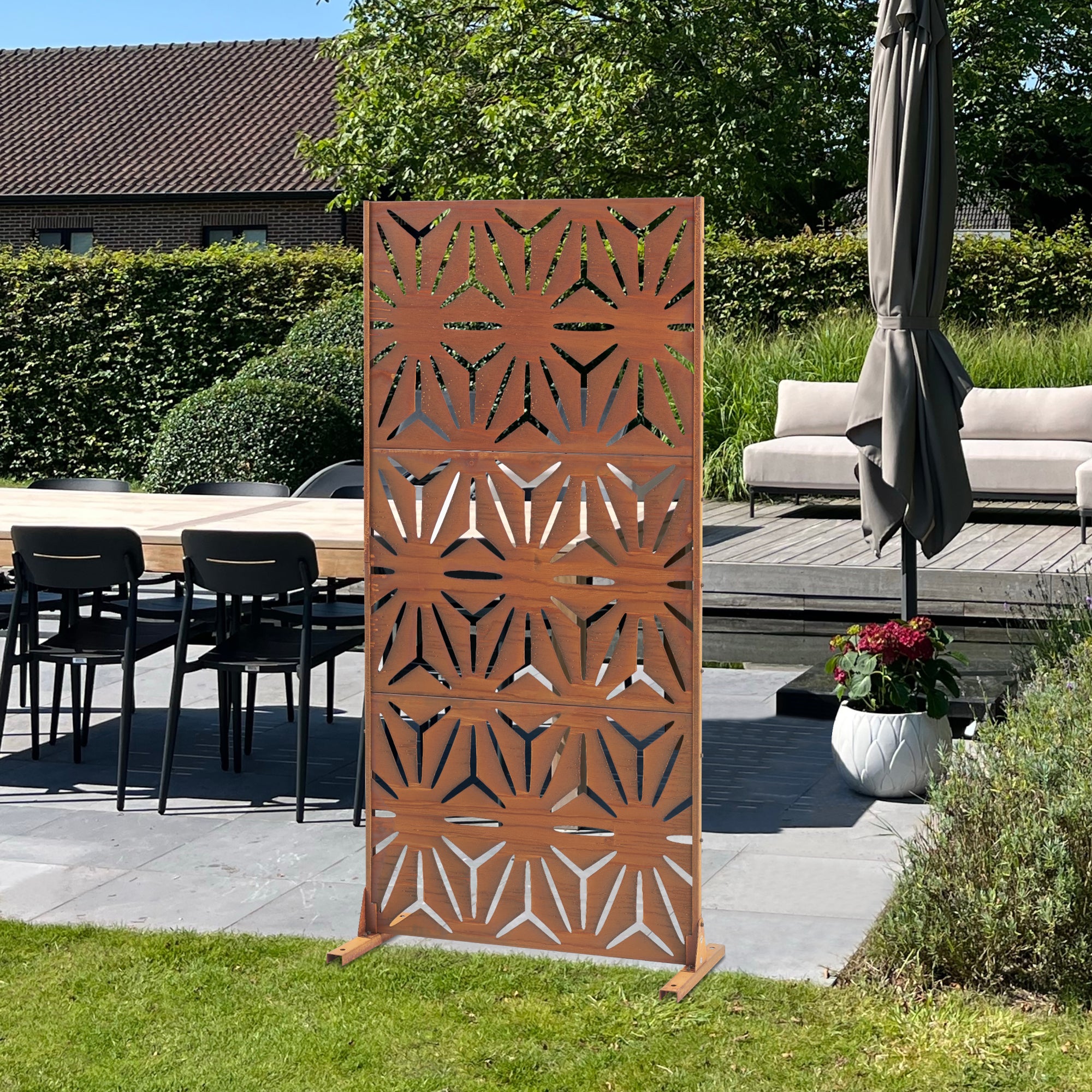 Tabique kilsturd acero corten 180x90x40 cm - marrón óxido [casa.pro]