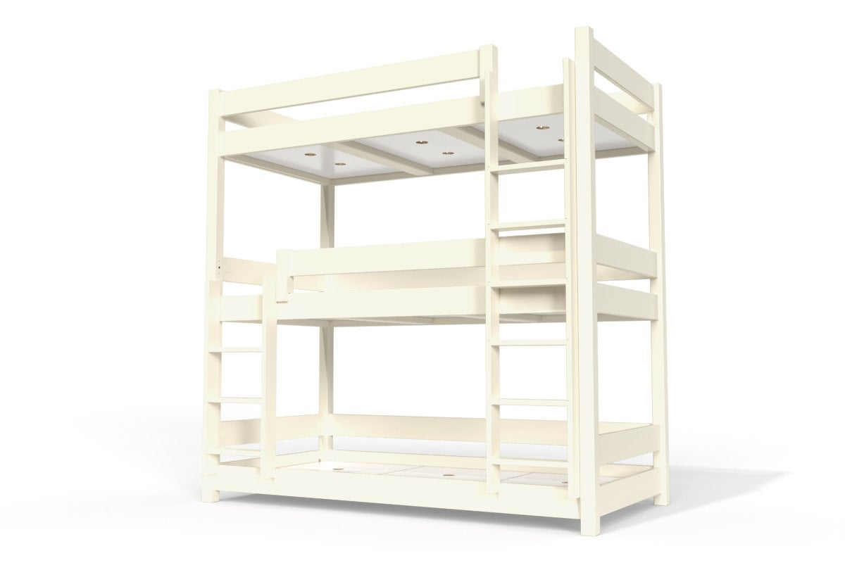 Lit superposé ABC 3 places en bois massif 90x190 90x190 Beige | Leroy