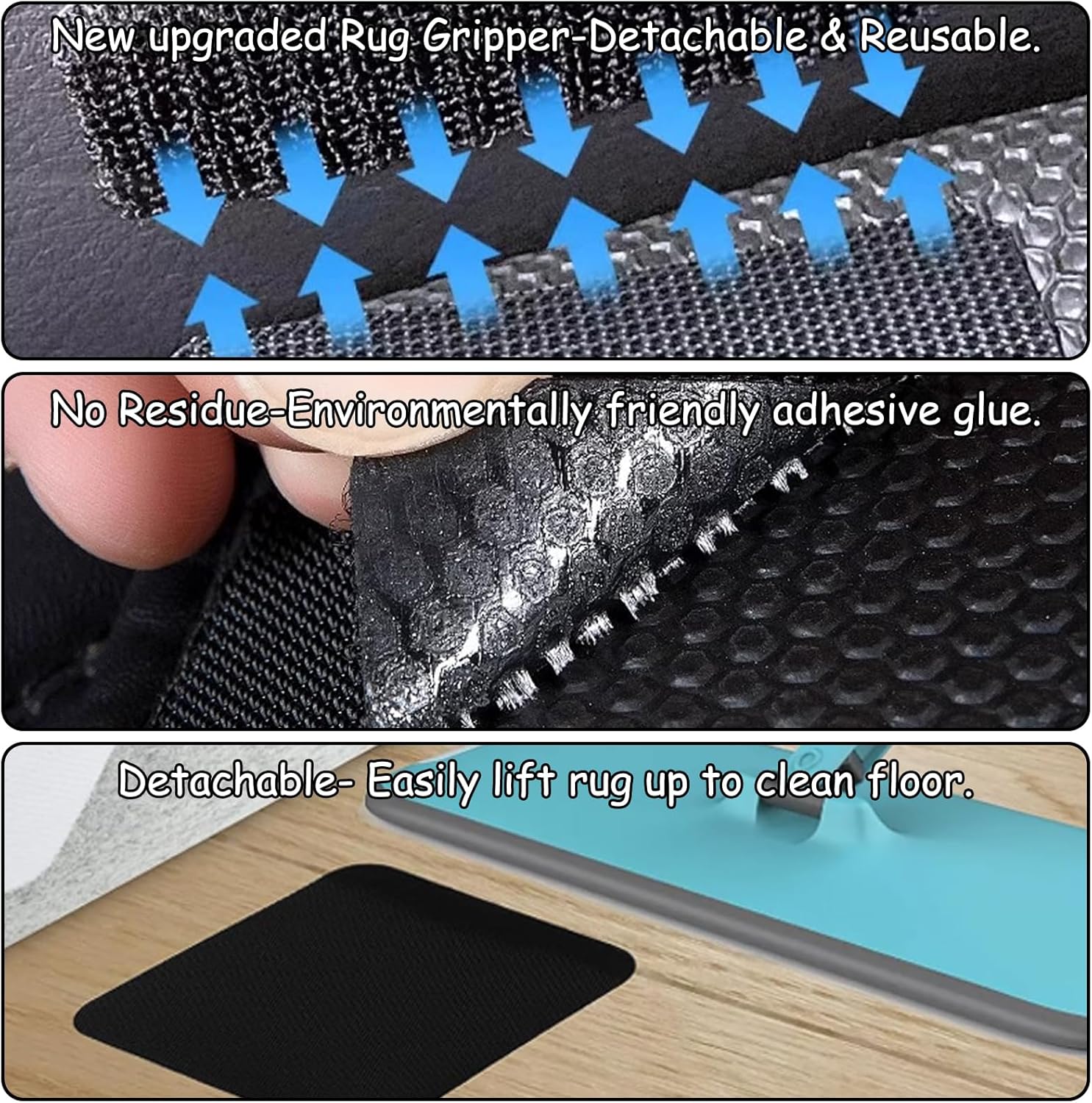 30 peças de pinças antiderrapantes reutilizáveis para evitar que carpetes deslizem no chão, porta-malas do carro (5 x 5 cm) - 3