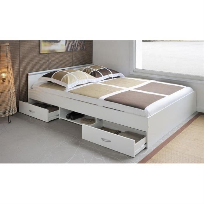 PARISOT Lit adulte contemporain blanc mat - l 140 x L 190 cm - ZODIAC - 8