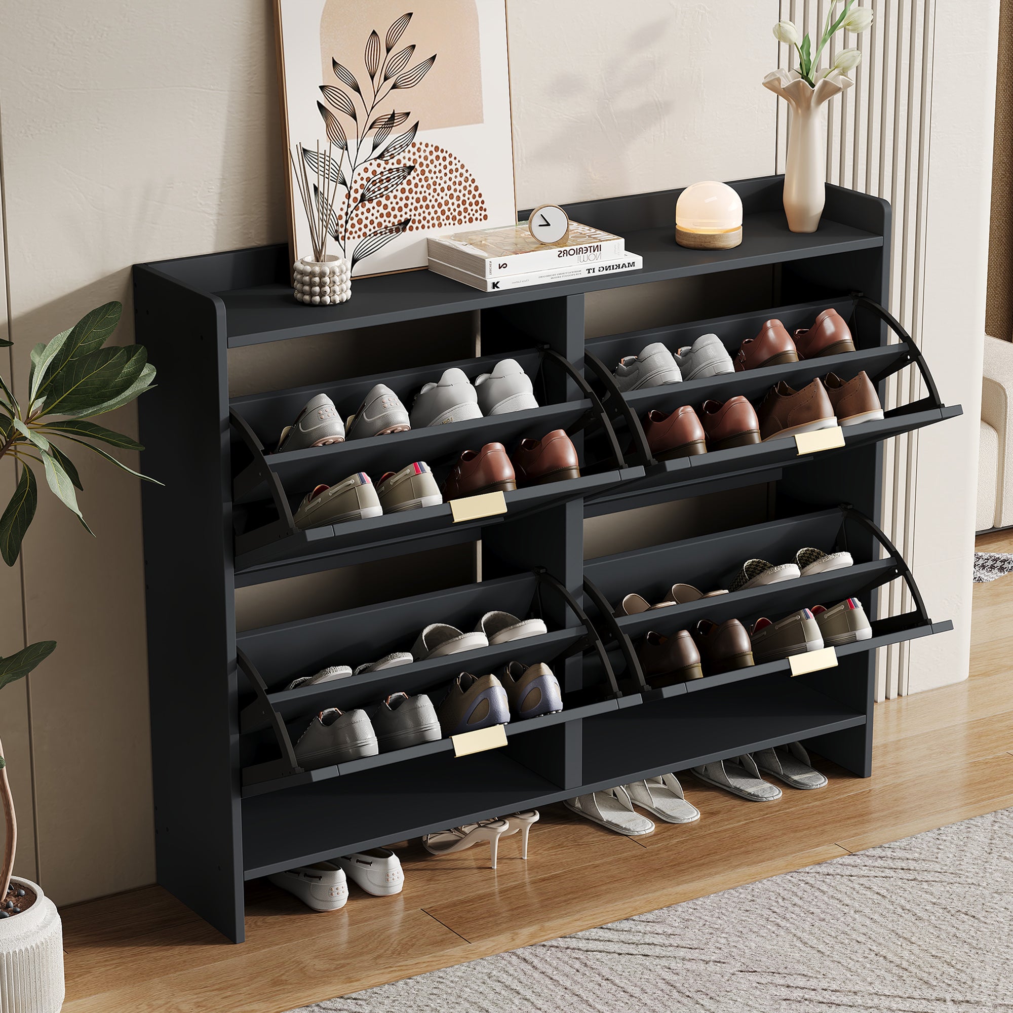 Lot De 10 Rangements à Chaussures Réglables MUSEDAY - Noir, 2 étages, Pour Tous Types De Chaussures
