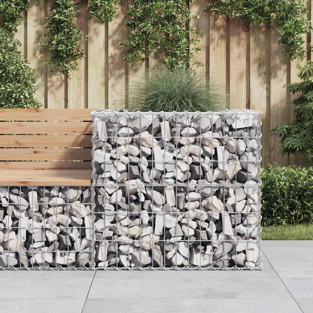 Cesta de gaviones plateada 70x70x65 cm de hierro galvanizado