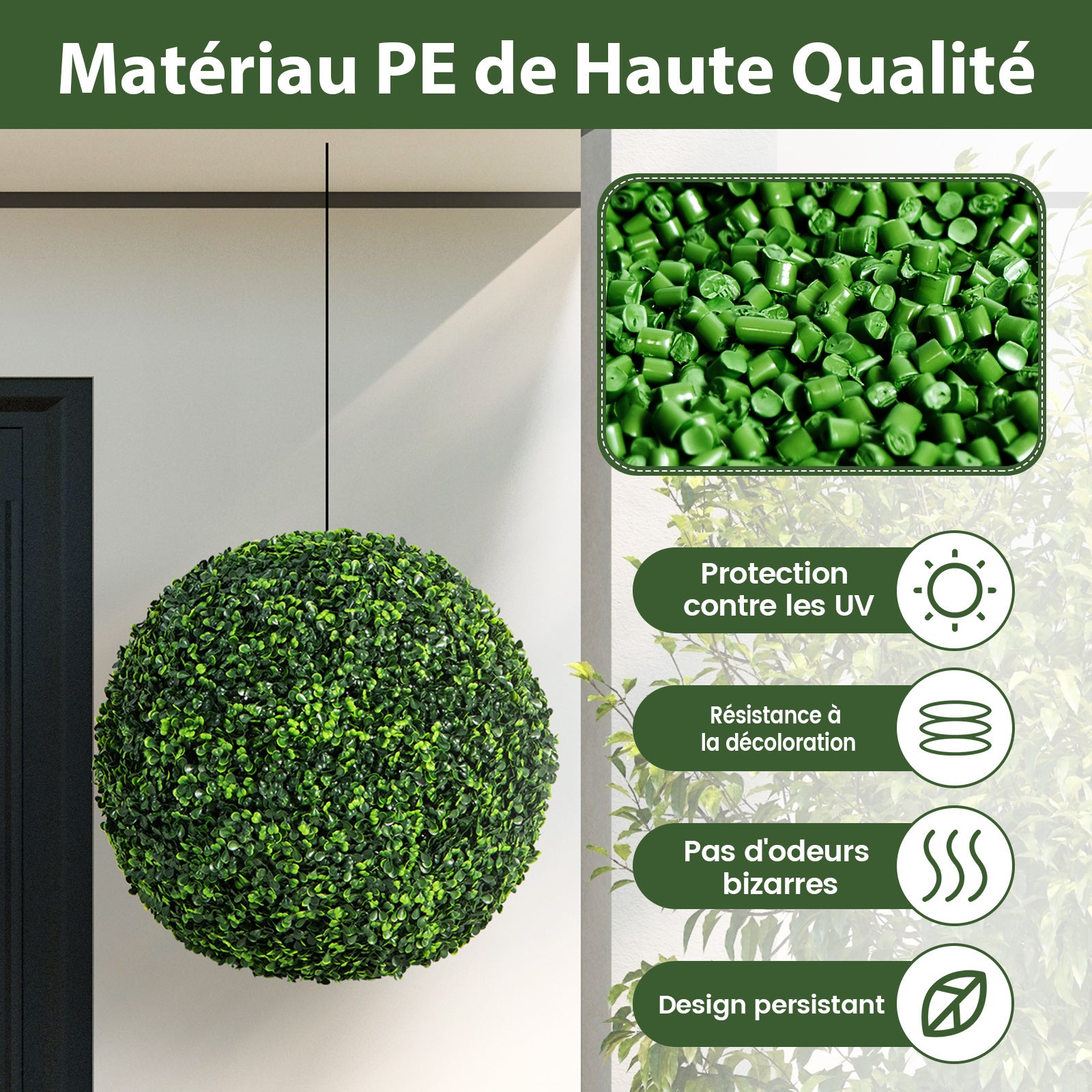 2 Boules de Buis Artificielles 48 cm Résistantes aux UV - 6