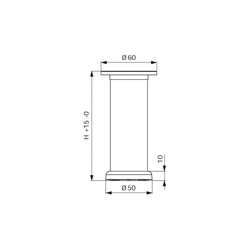 Pied alu ø40 - Hauteur : 150 mm - VOLPATO - 2