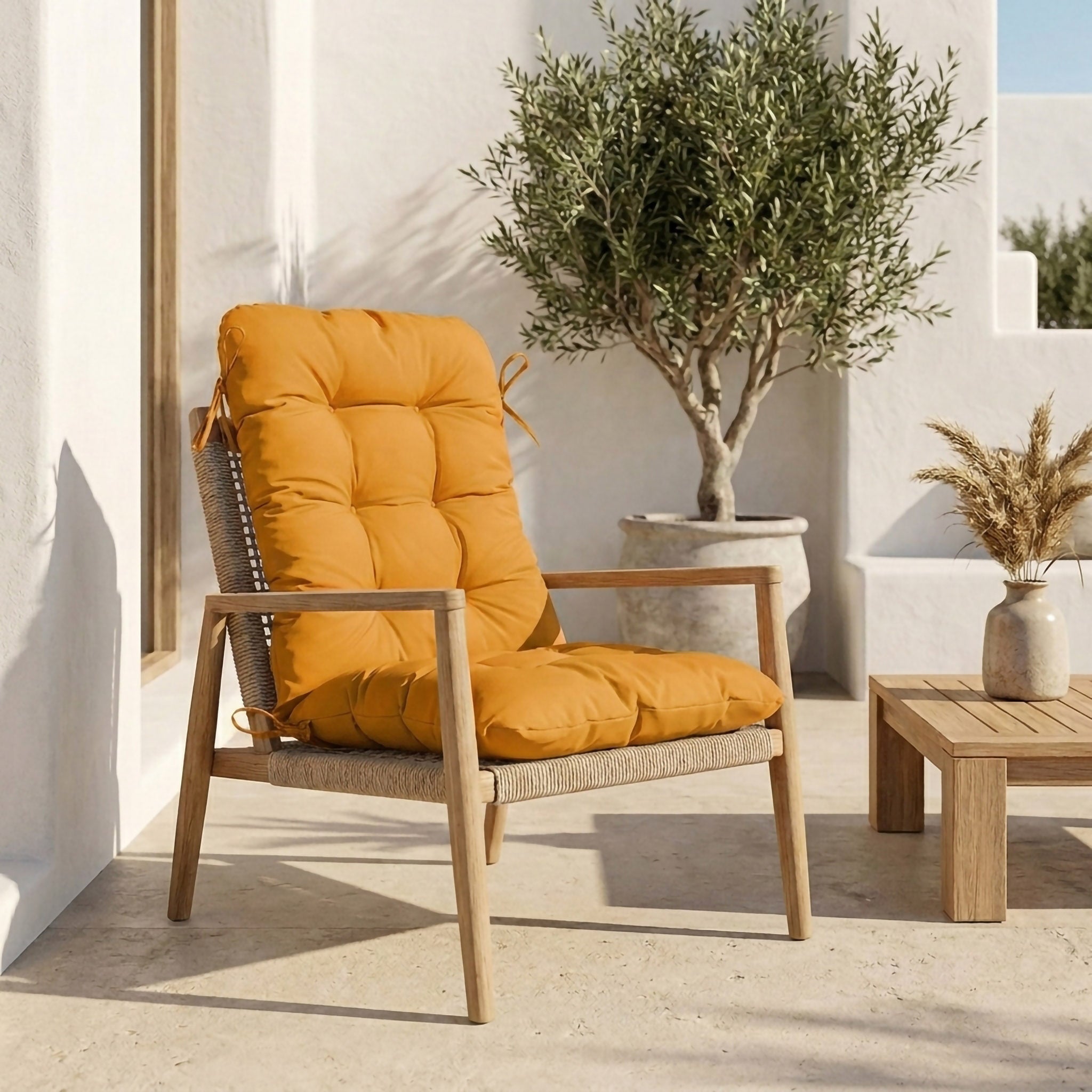 Coussin pour chaise avec dossier - Capitonné - 50x120x8cm - Jaune - 2