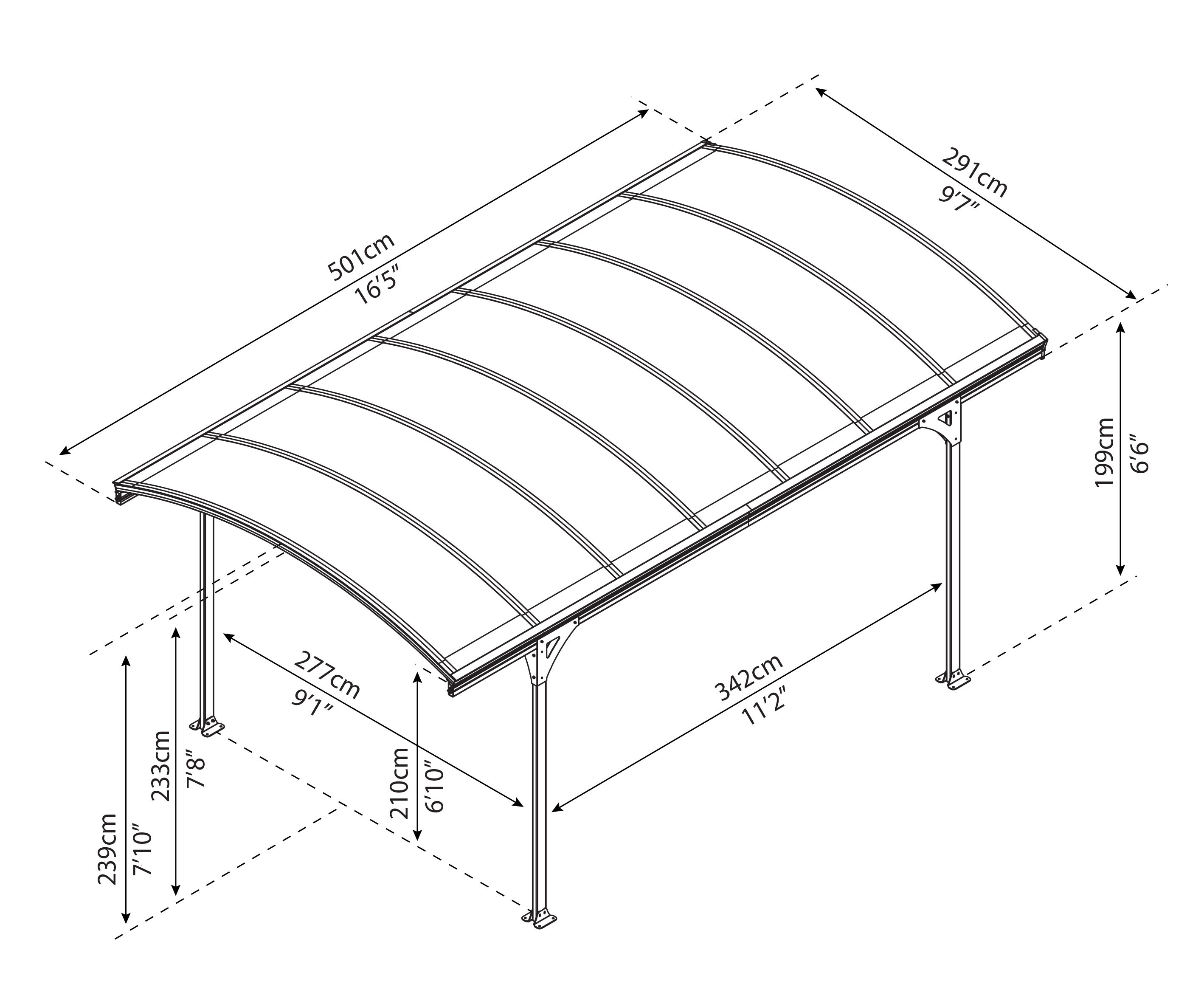 Carport Vitoria 5,01 x 2,91 m Gris Canopia - 7
