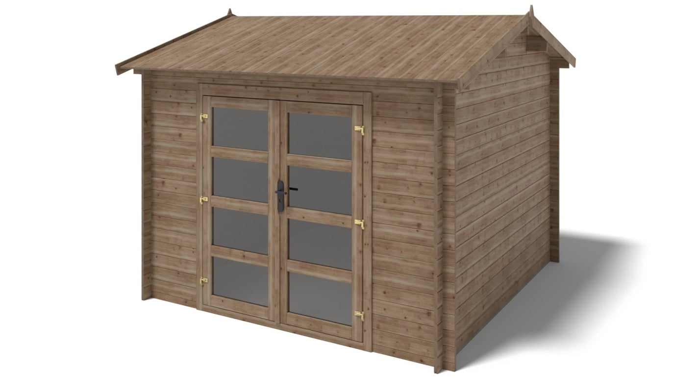 Abri de jardin en bois - 9m2 - 3x3m - Traité - Ep. 28mm - Couleur
