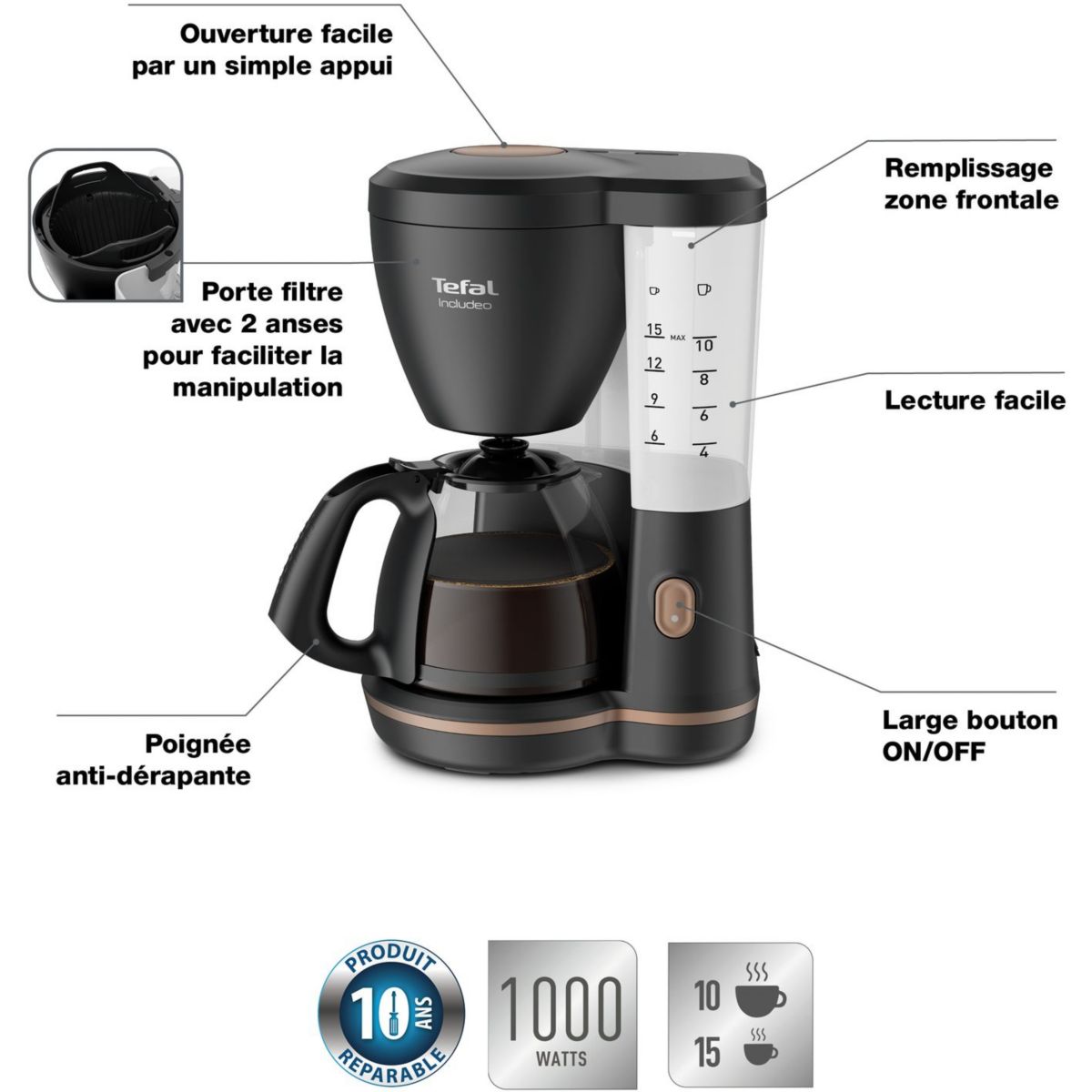 Cafetière filtre TEFAL CM533811 INCLUDEO - 2