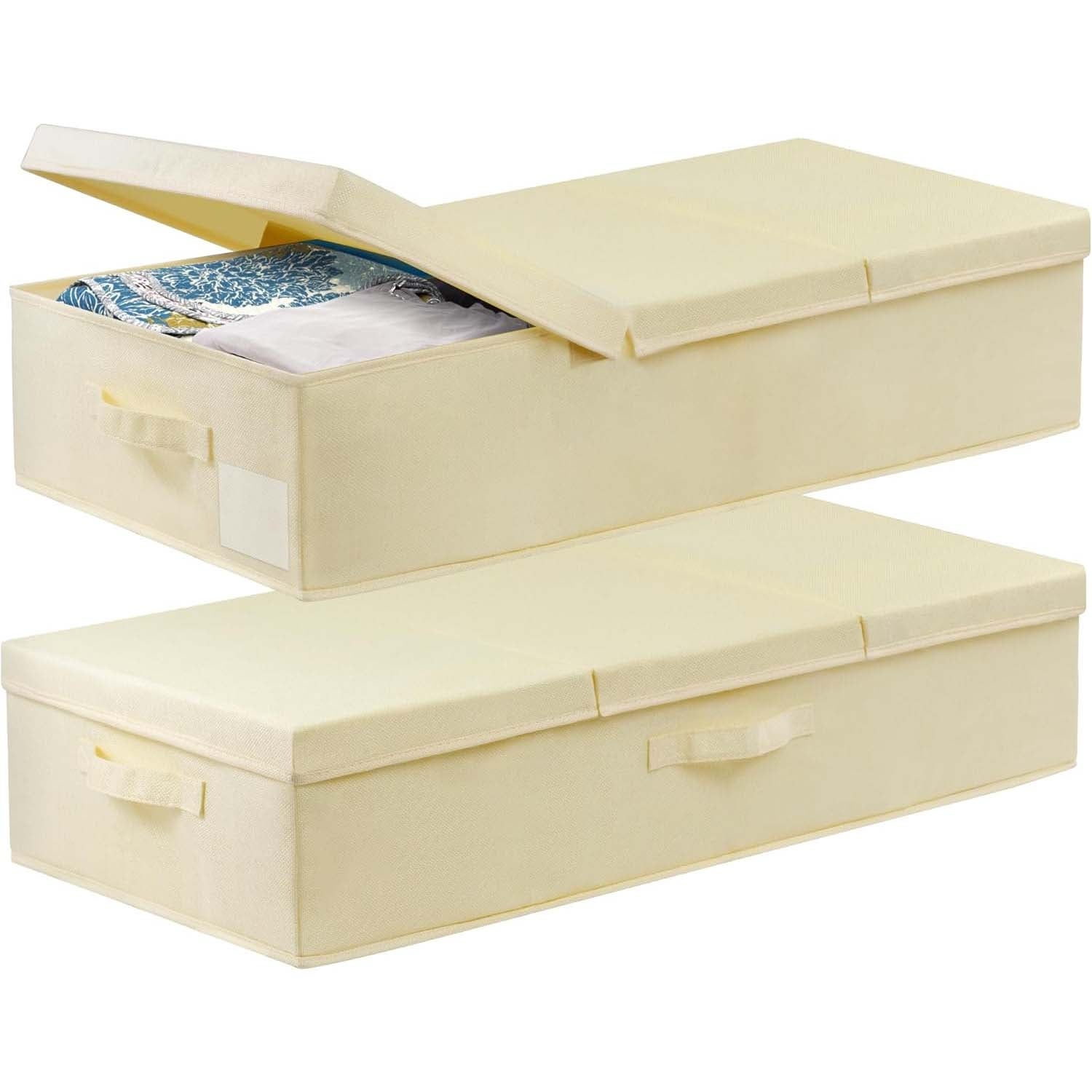 Cajas de almacenamiento bajo la cama con tapas, juego de 2 bolsas plegables con asas para organizar sábanas, mantas, almohadas y juguetes