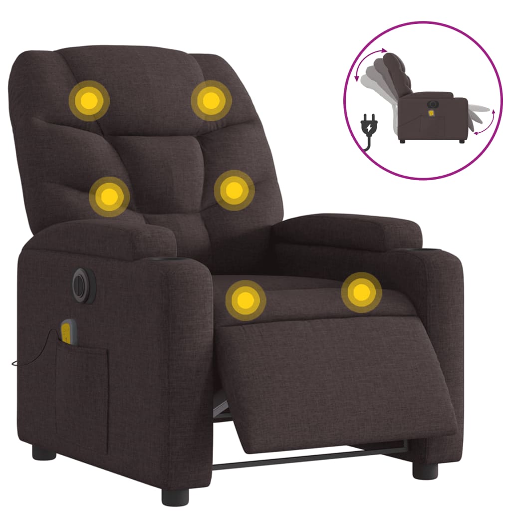 vidaXL Fauteuil inclinable électrique Marron foncé Tissu - La Poste