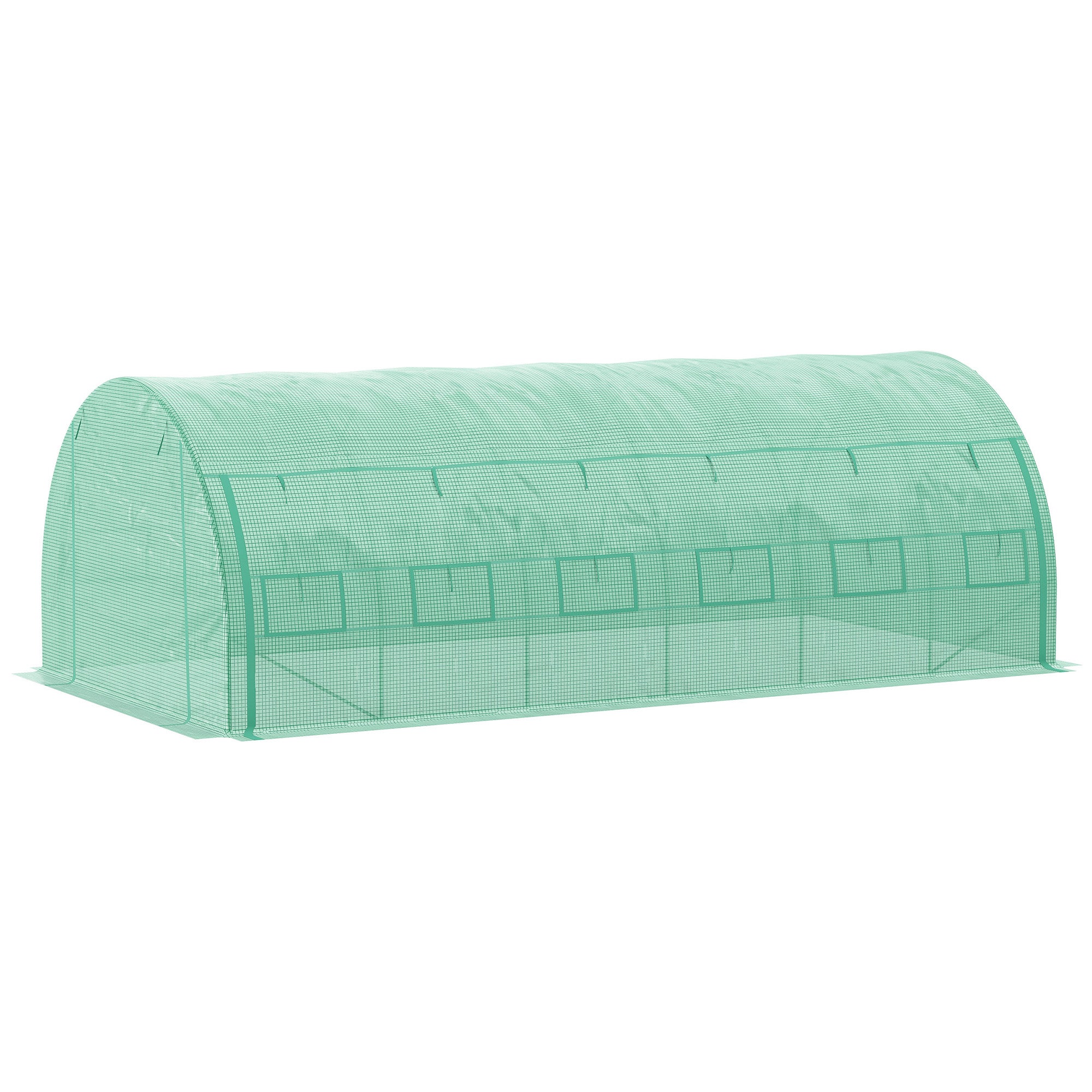 Serre tunnel Outsunny 6 x 3 x 2 m, accessible à pied, avec bâche enroulable, protection UV, structure tubulaire en acier, verte - 2