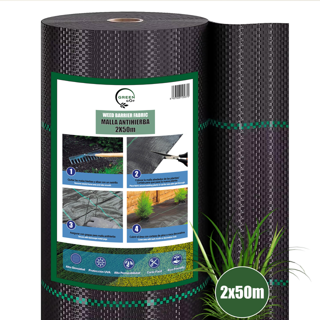 Toile De Paillage Tissée 130g/m² Anti-Mauvaises Herbes 5,15m X 5m - Verte