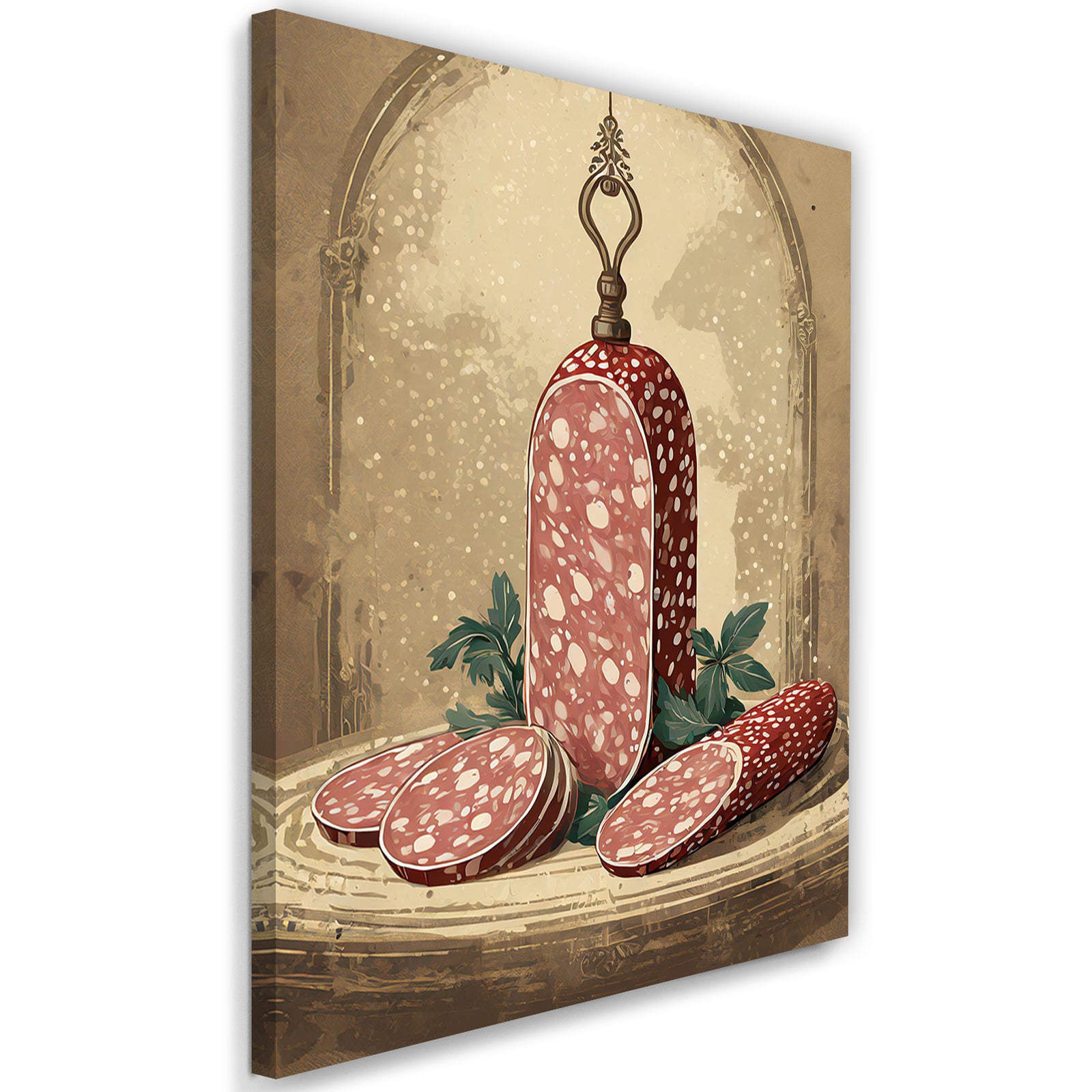 Obraz na płótnie, Kuchnia , salami, jedzenie 70x100
