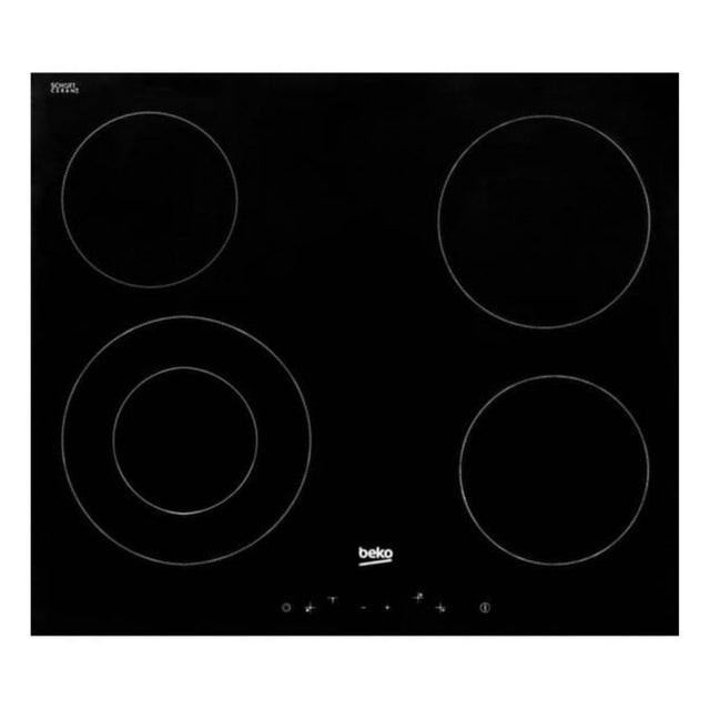 Plaque de cuisson vitrocéramique avec 4 feux + double zone, 6800 W fonction d'arrêt automatique 58x81cm, Noir (HIC64401)