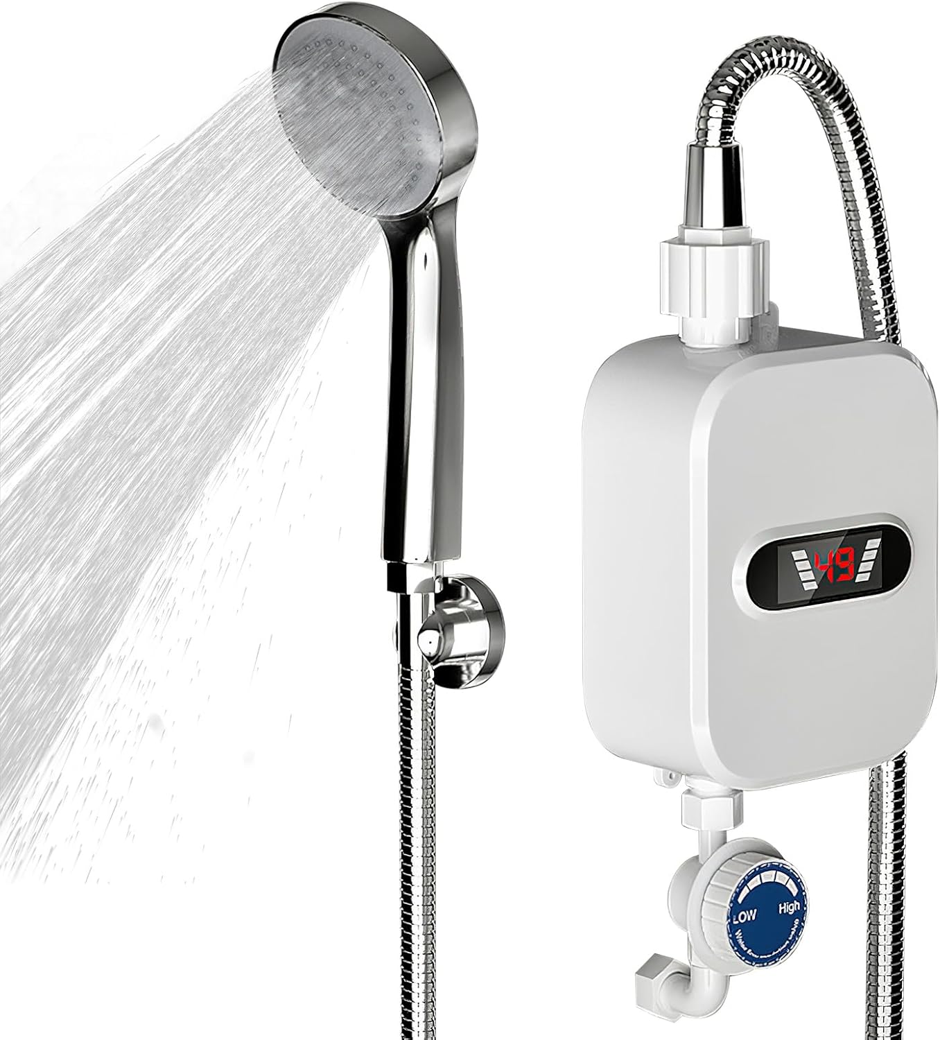 Calentador de agua eléctrico instantáneo, ducha portátil de 3500 w con pantalla led de temperatura, mini calentador de agua eléctrico instantáneo