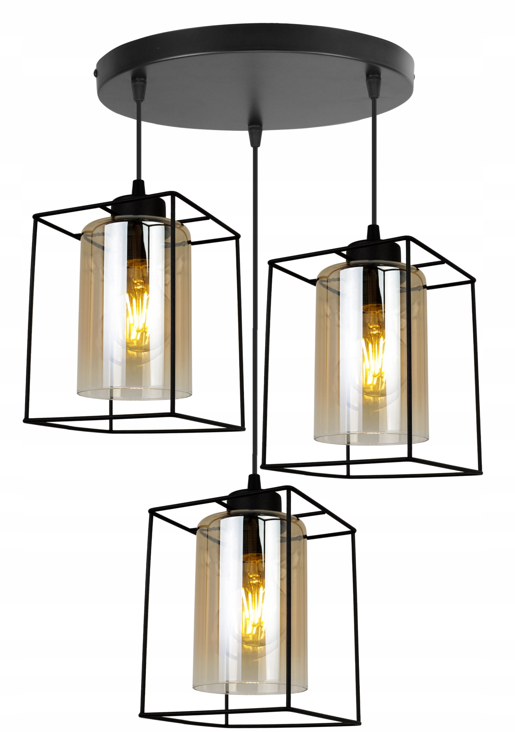 Lampa sufitowa wisząca modern 3xE27 klosz owalny miodowy Light Home LH