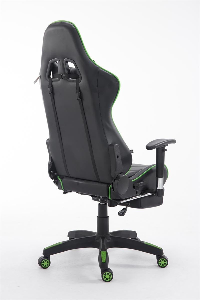 Fauteuil de bureau ergonomique dossier réglable avec repose-pieds synthétique noir/vert BUR10134 - 3