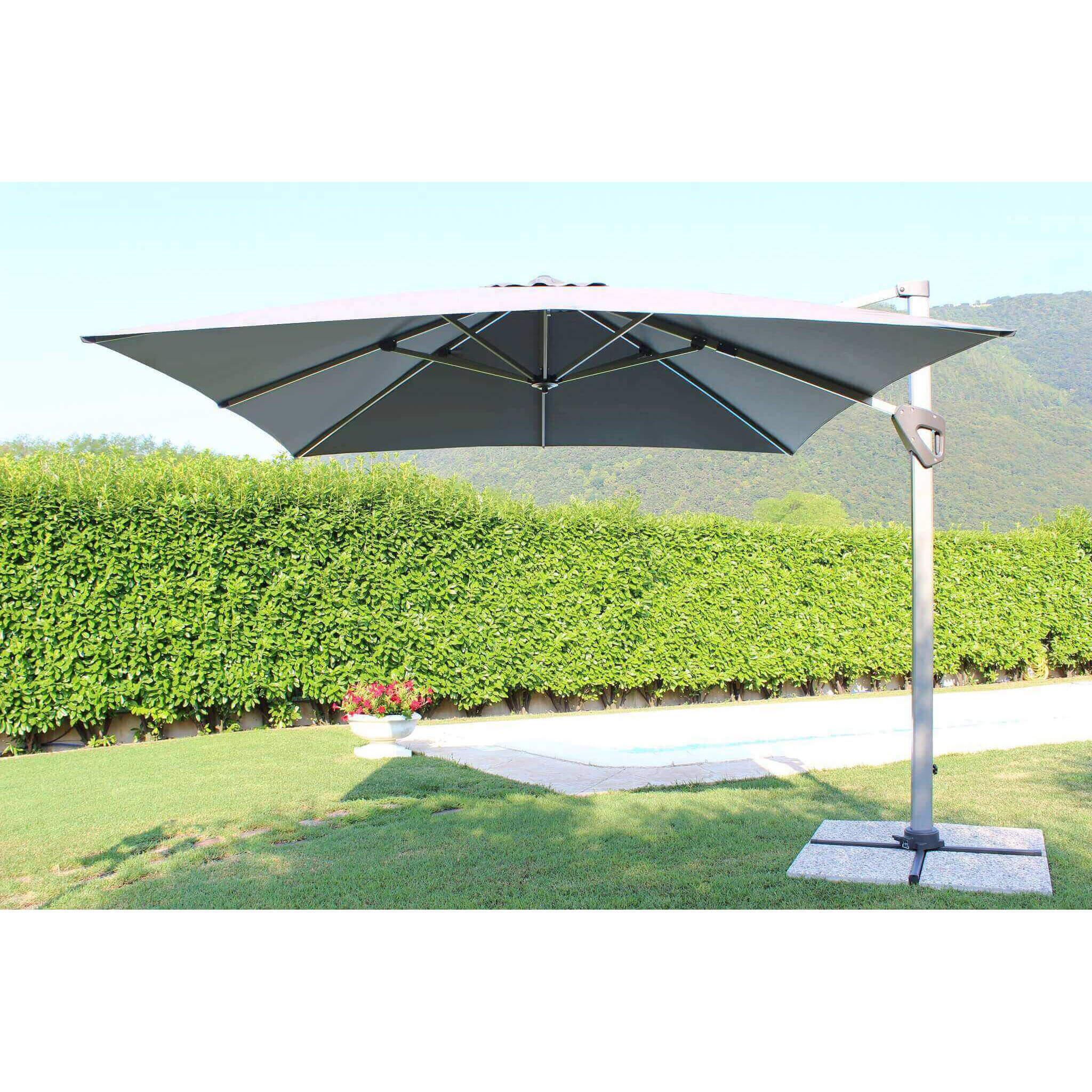 Ombrellone Da Giardino Decentrato Darwin 3x4 M - Grigio, Telo In Poliestere Con Palo In Alluminio