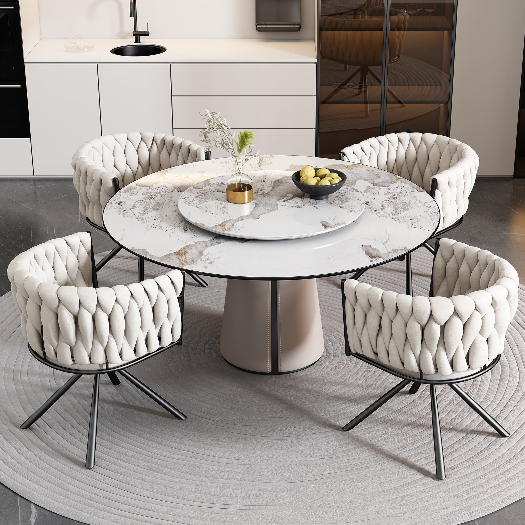 Kosmi Set Di 2 Sedie Da Pranzo In Velluto Beige | Stile Scandinavo Con Gambe In Metallo Nero | Seduta Imbottita E Morbida - 5