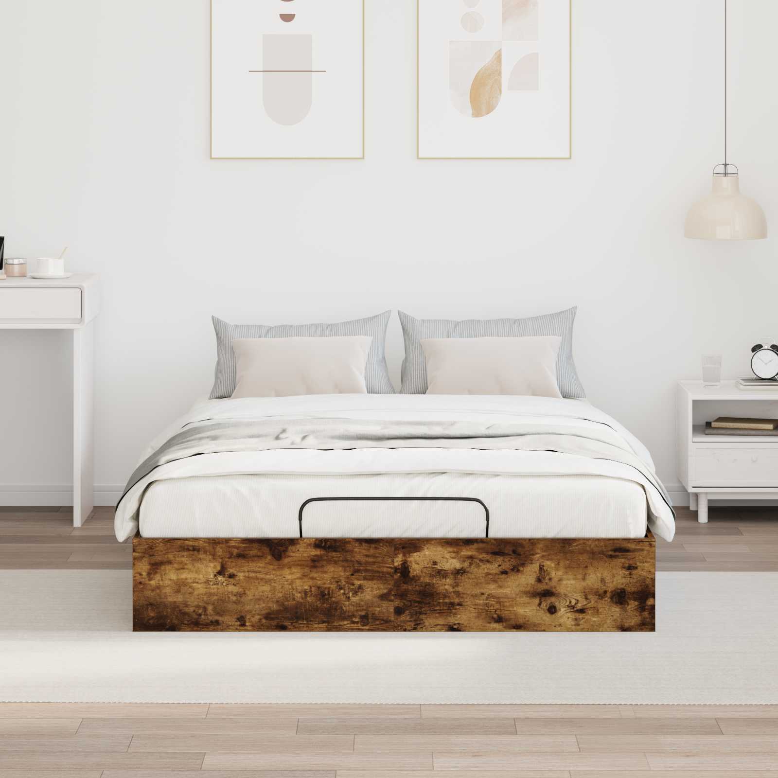 Cadre de lit ottoman avec rangement Chêne fumé 203 x 140 x 25 cm - 4