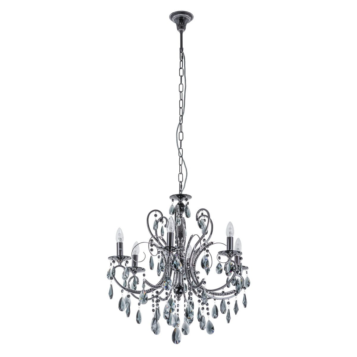 Lampa wisząca Barocco czarna 6xE14x40W nowoczesny wym: 150 x 64 x 64 cm kryształ Italux