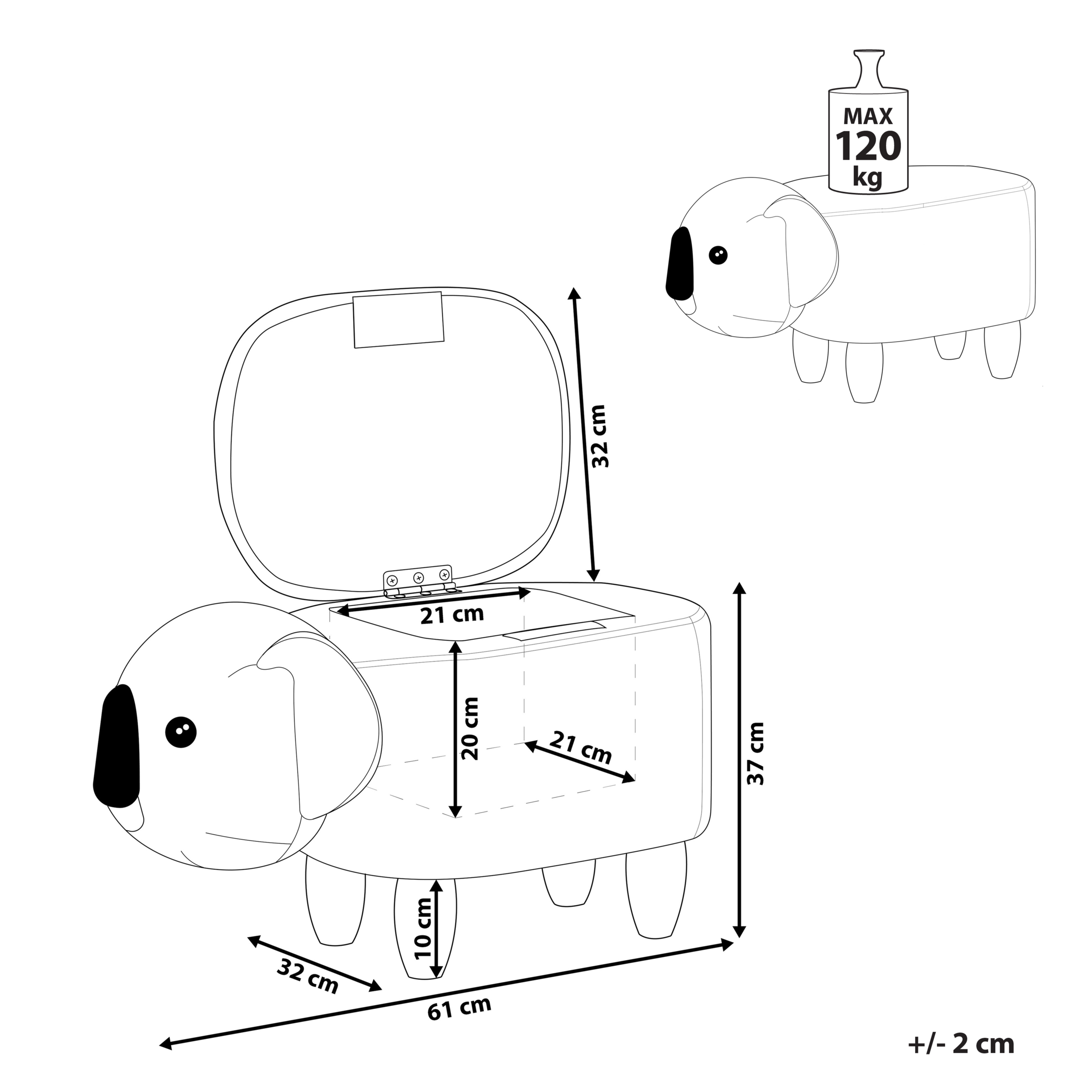 Pouf animaletto contenitore COALA Velluto Grigio chiaro - 3