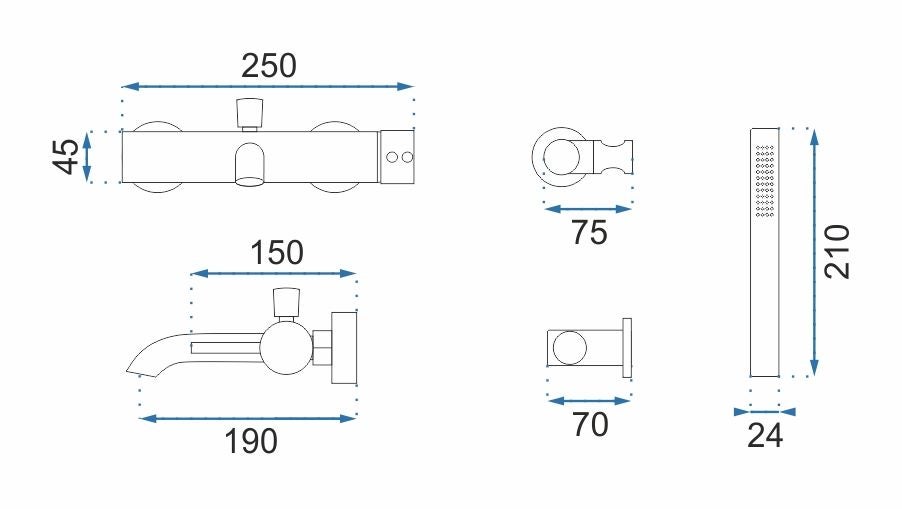 GRIFO DE BAÑERA REA LUNGO GOLD - 7