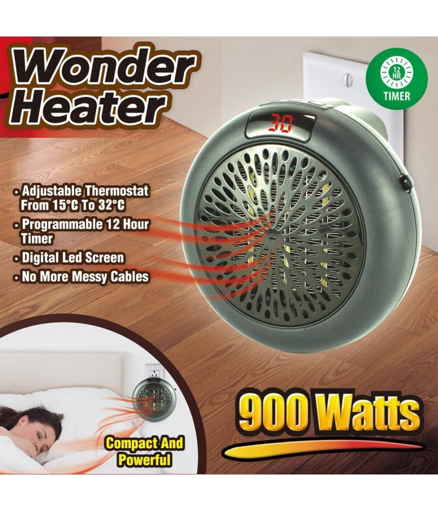 Trade Shop - Stufa Elettrica Portatile 900w Wonder Heater Portatile Regolabile Da 15° A 32°c - - 2