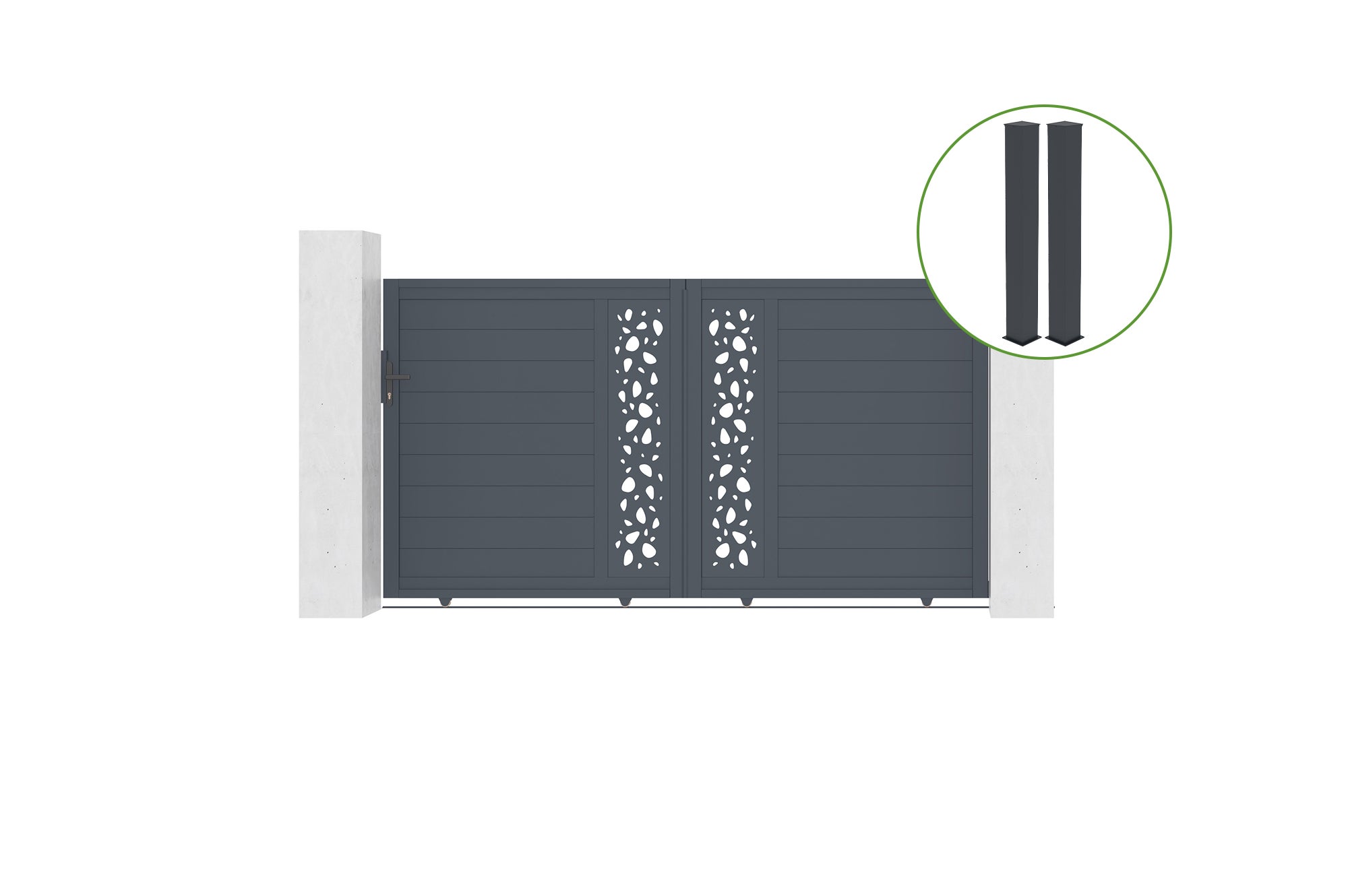 Brama przesuwna 3m VELETA wys. 160cm aluminium szare + 2 słupki 20x20cm wys. 190