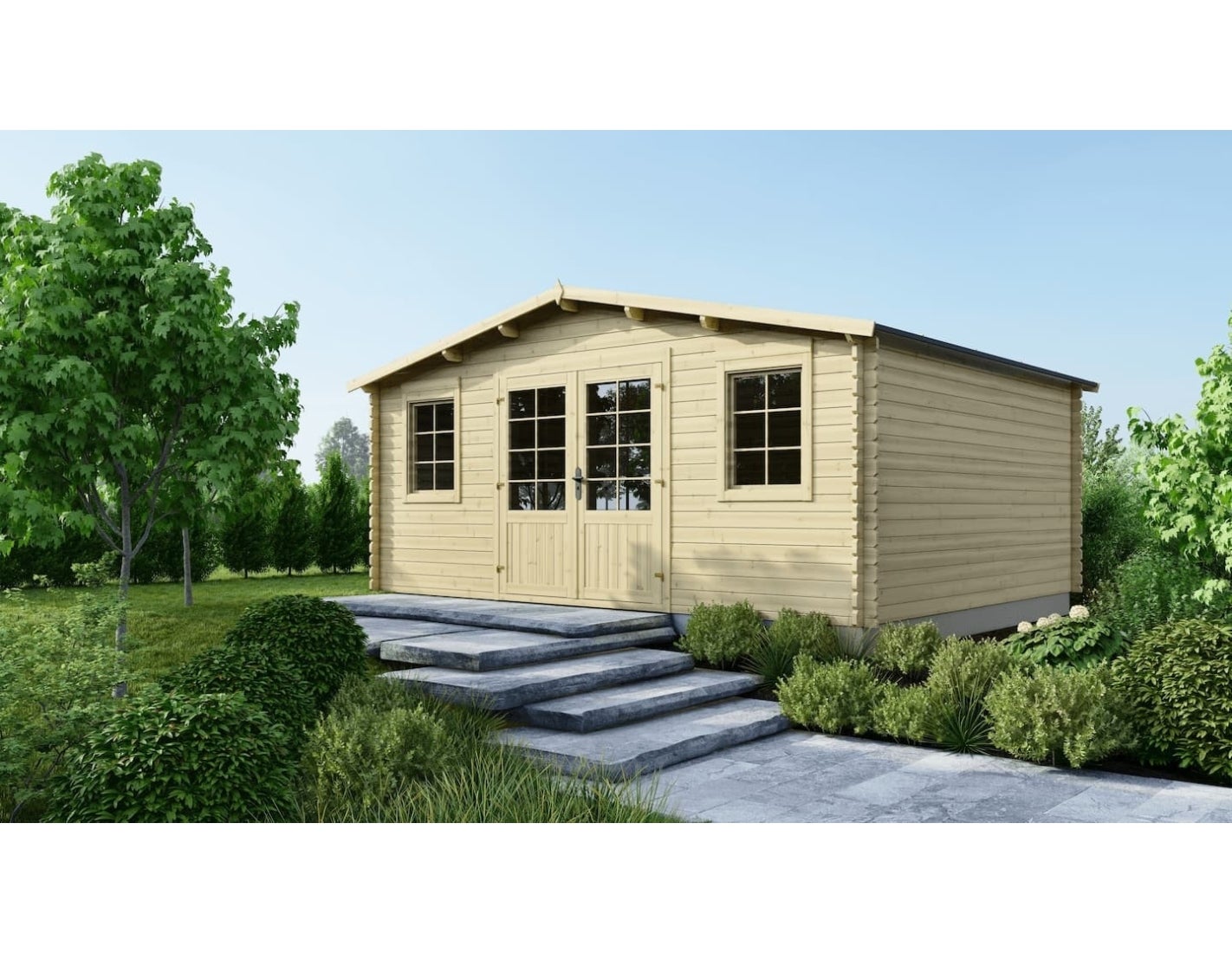 Domek ogrodowy ALTANKA 21,42 m2 - 5,10x4,20 m - 34 mm, drewniany, DOM746, 1 szt.