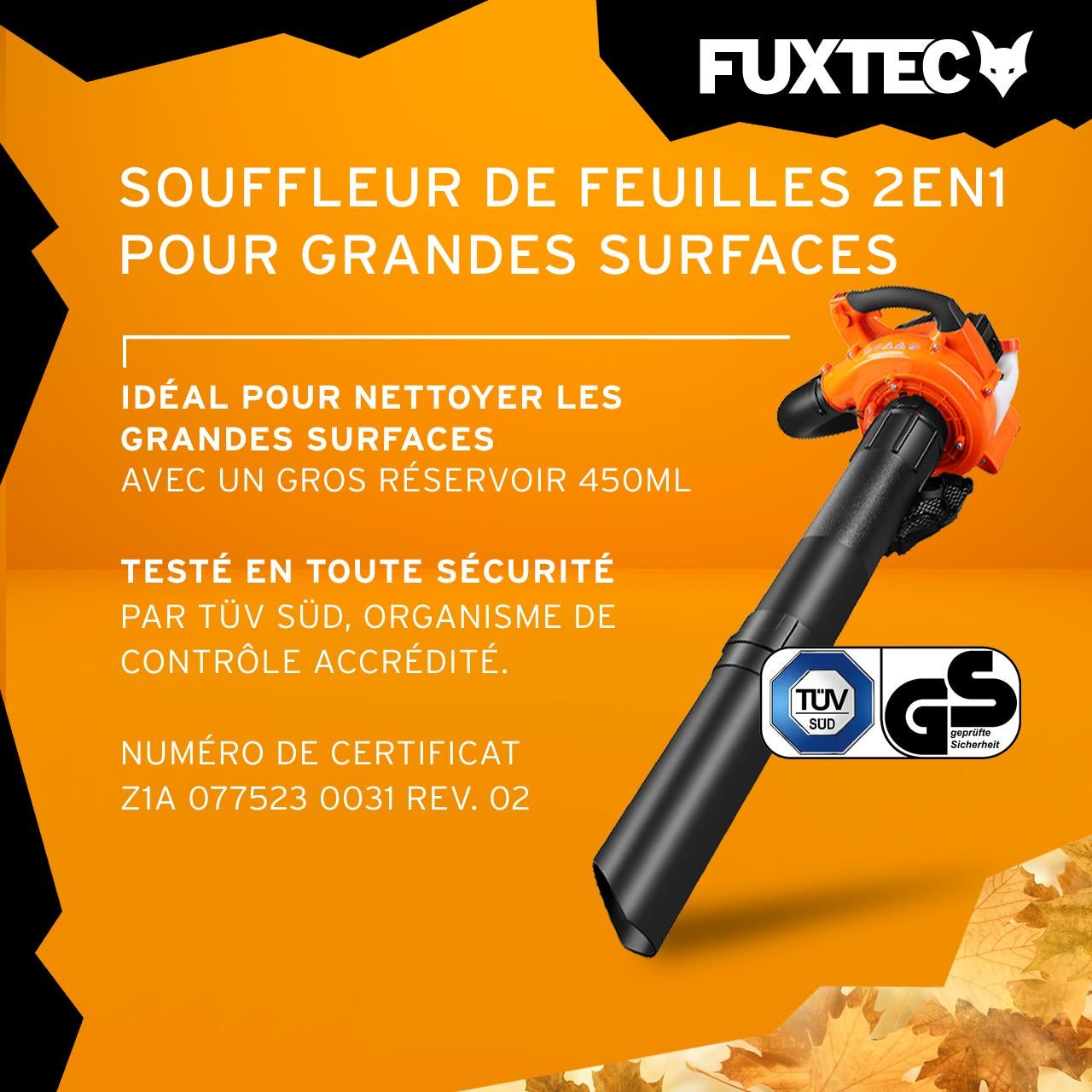 Souffleur thermique - FUXTEC FX-LB126 - 26cm3 aspiration disponible en option - 5