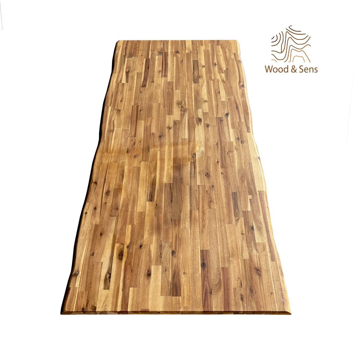 Plateau de Table Acacia bord naturel pré-huilé Teck, L.180 cm x l.80 cm, Ep.26 mm - 3