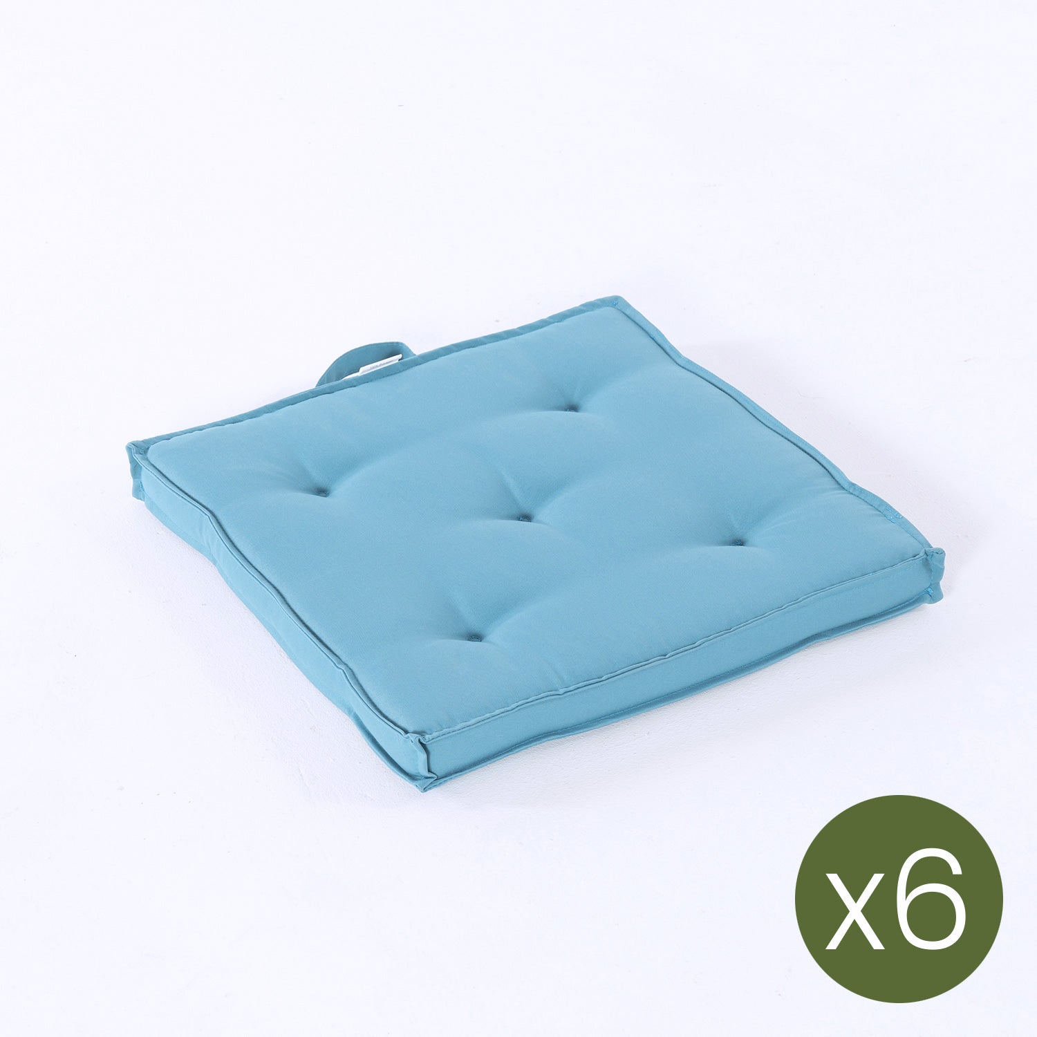 Pack de 6 cojines para sillas de jardín color turquesa 42x42x5 cm - 3