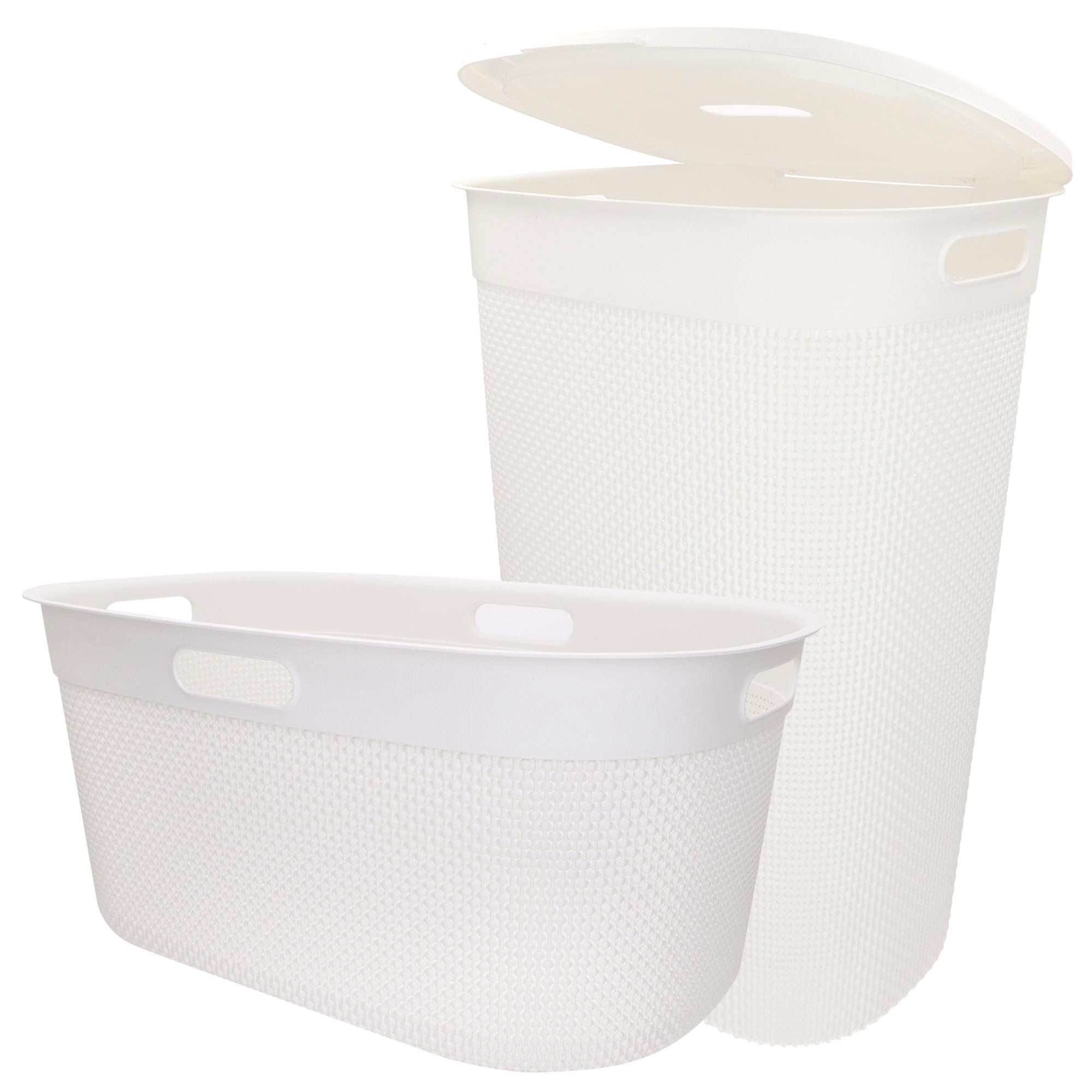 Curver pack colada cesto 45l + cesta con tapa 55l blanco