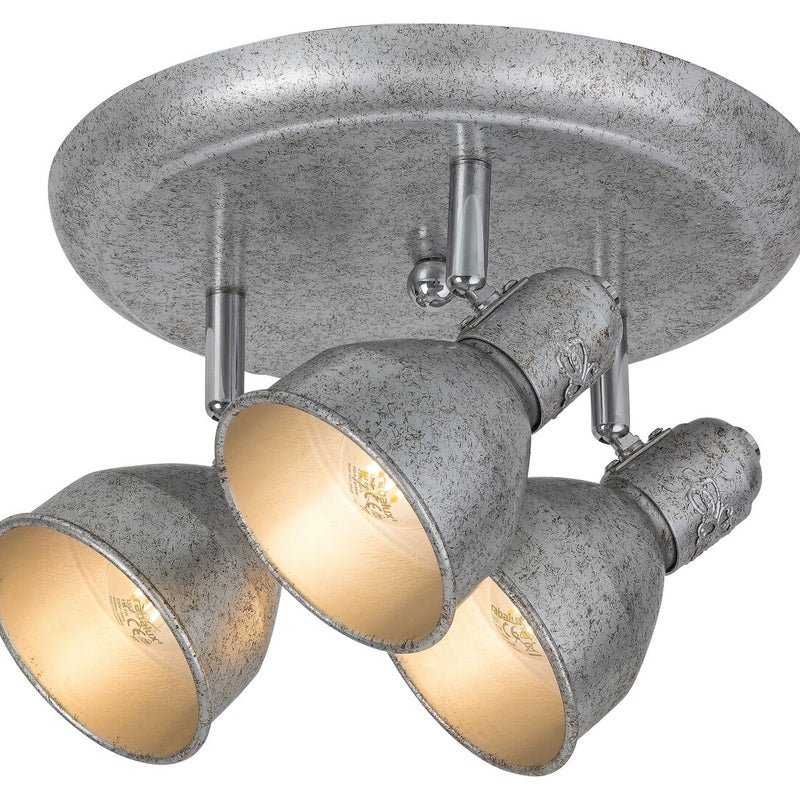 Reflektor sufitowy spot natynkowy Thelma okrągły srebrny antyczny 3xE14x40W wym: 14 x 26 x 26 cm metal Rabalux