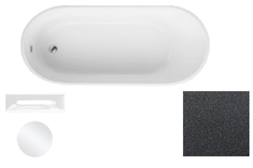 Bañera isla grafito glam con desagüe blanco melody 150x80