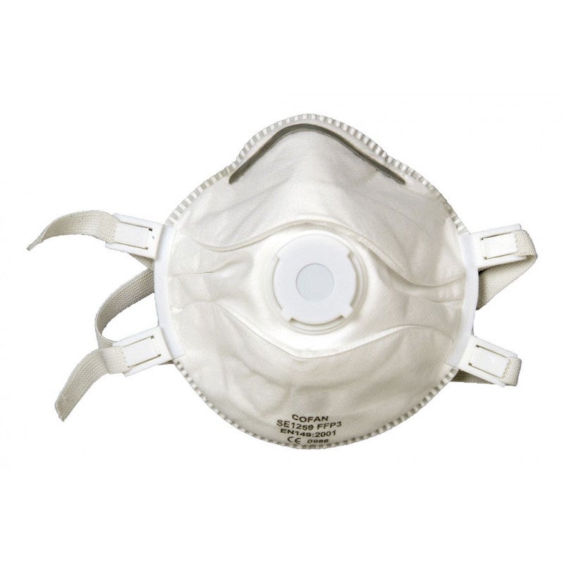 VENTUX SAFETY EQUIPMENT Mascarilla FFP3 con Válvula Pack 5 Unidades NR, Cintas Nucales, Sellada Individualmente Filtración ≥99% CE EN 149 Obra, Industria, Soldadura