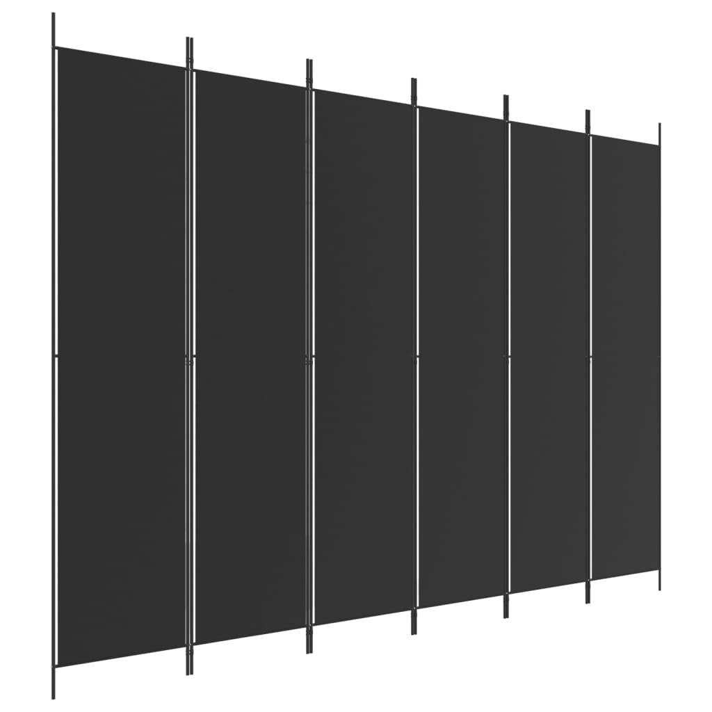 Biombo separador de 6 paneles | biombo divisor | paravientos de tela negro 300x220 cm cfw50578