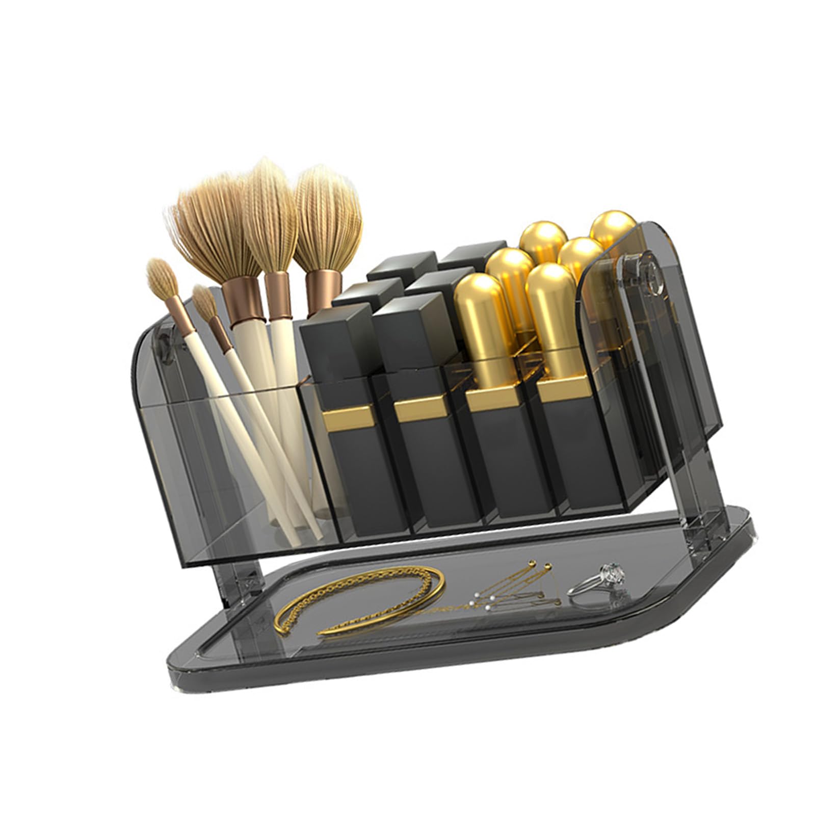 Boîte de rangement pour rouge à lèvres, support de maquillage rotatif amovible et transparent, organiseur de pinceaux, accessoires de beauté, - 5