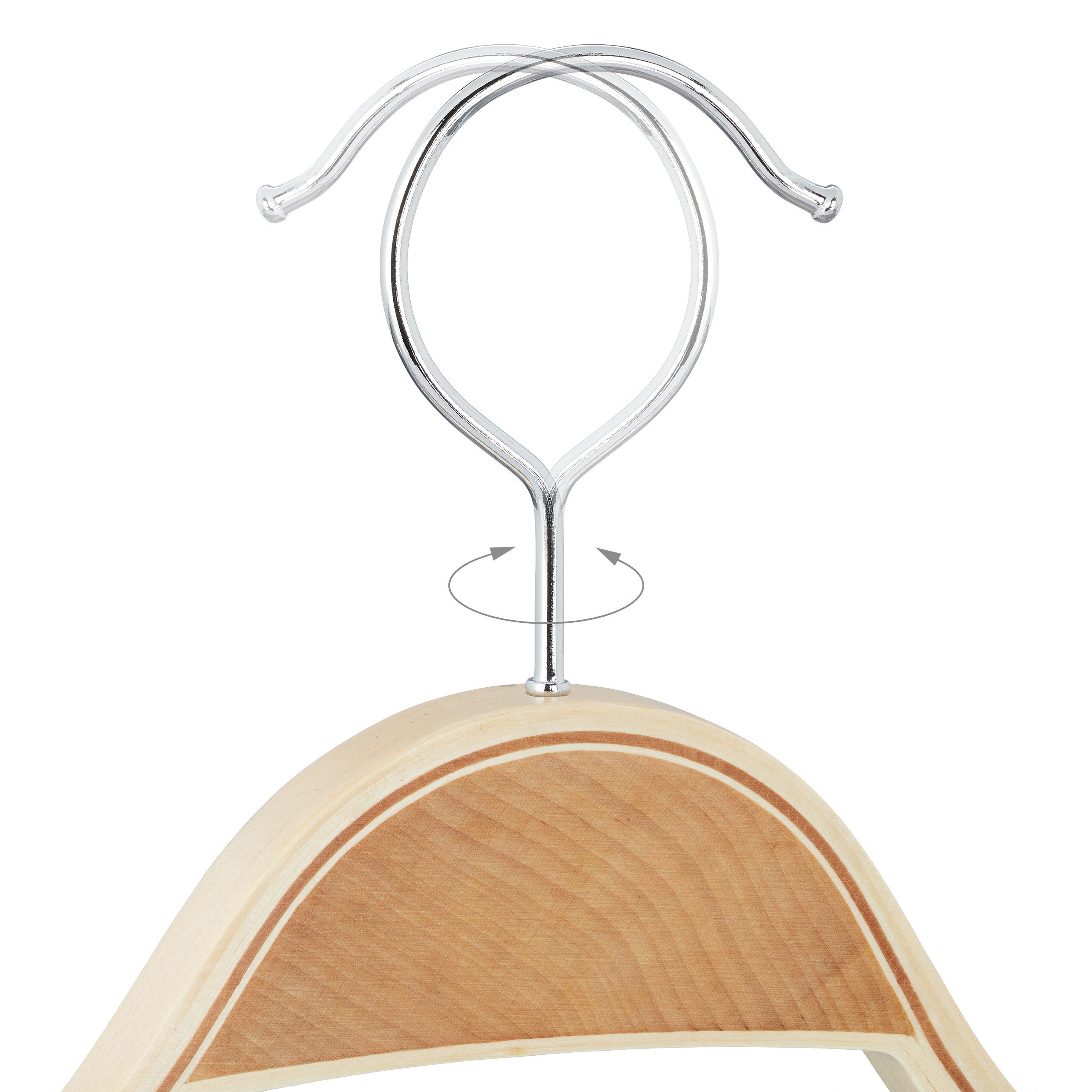 Cintres en bois, set de 30, lamelles antidérapantes, crochet rotatif 360°, solide, chemises, 42 cm, nature - 6