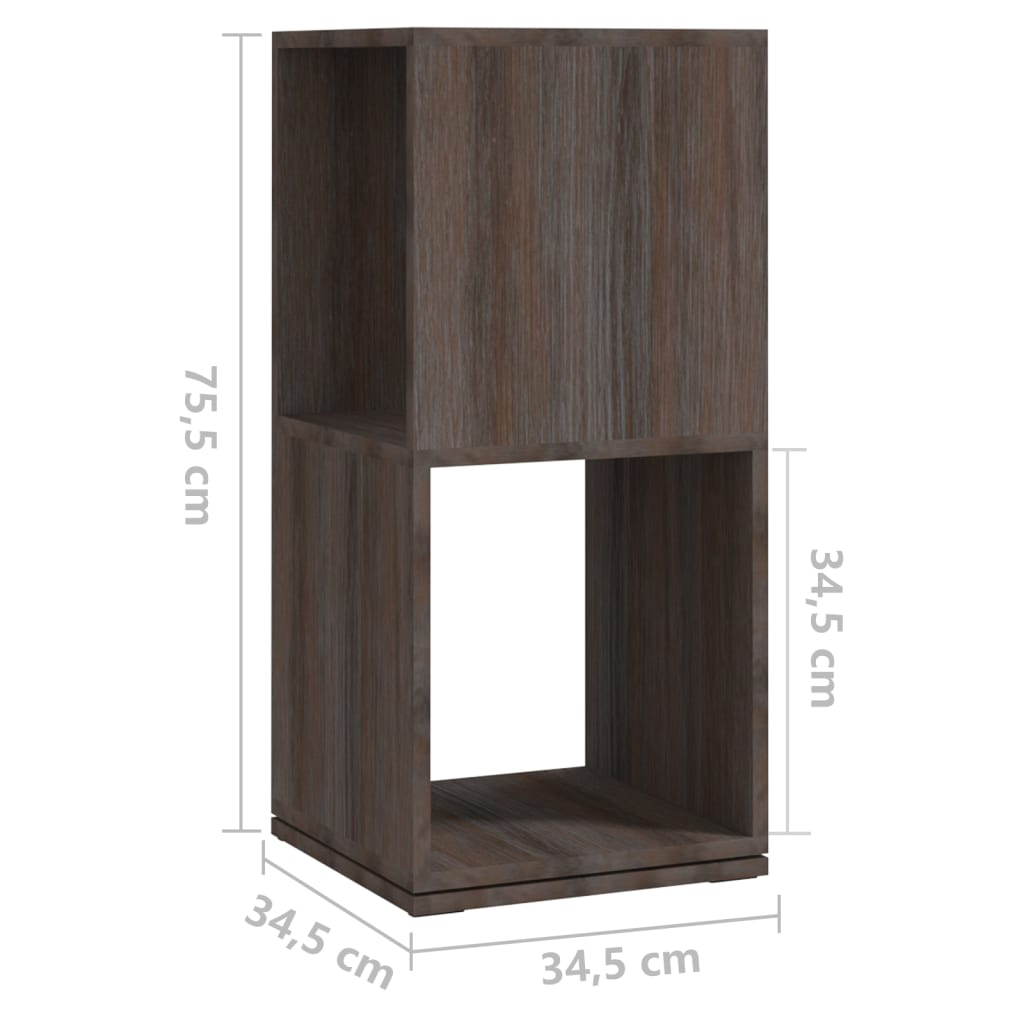 Armoire rotative gris chêne 34,5 x 34,5 x 75,5 cm en panneau de bois - 7