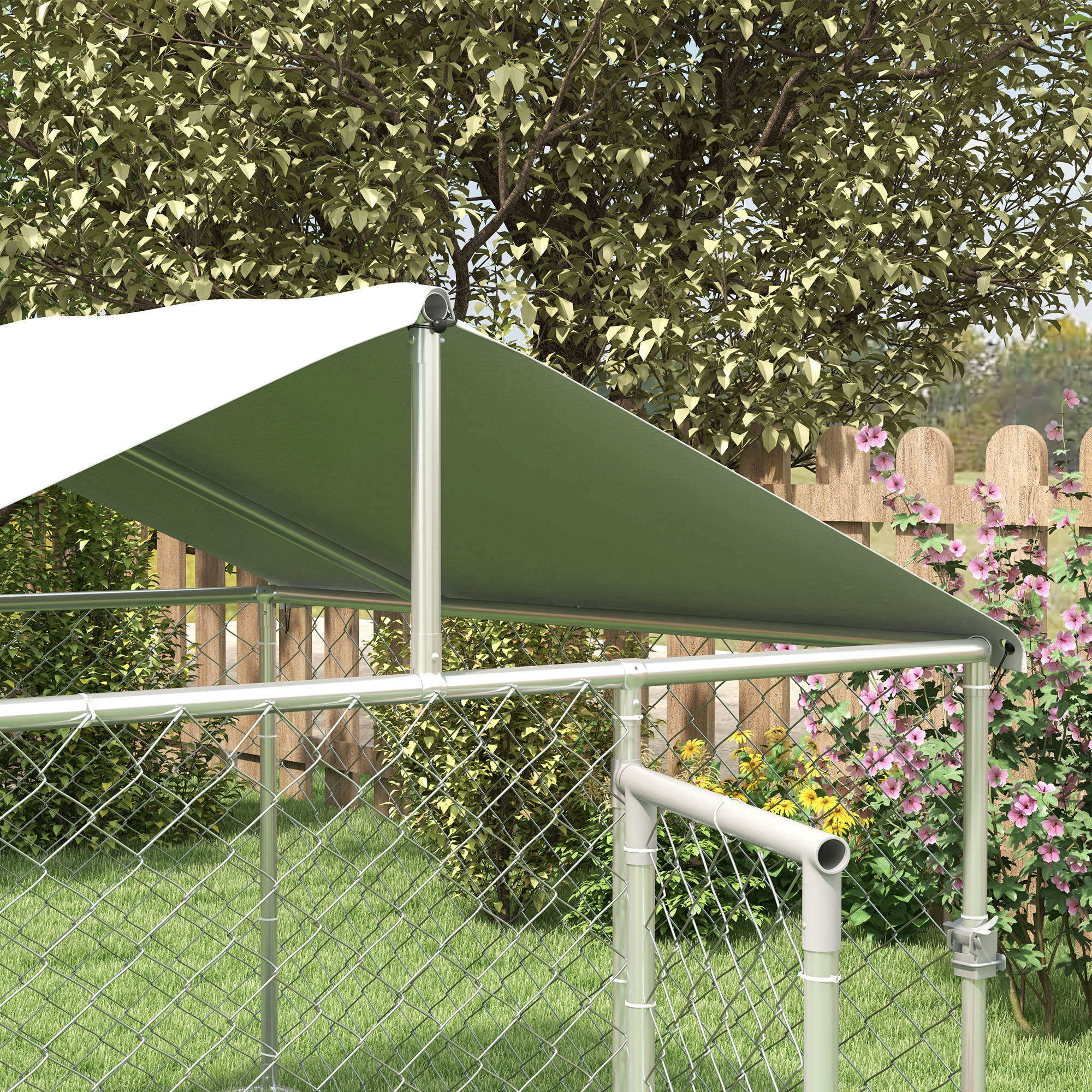 Parque para Perros PawHut Acero Galvanizado, Tela Oxford Plata 200x200x150 cm - 4