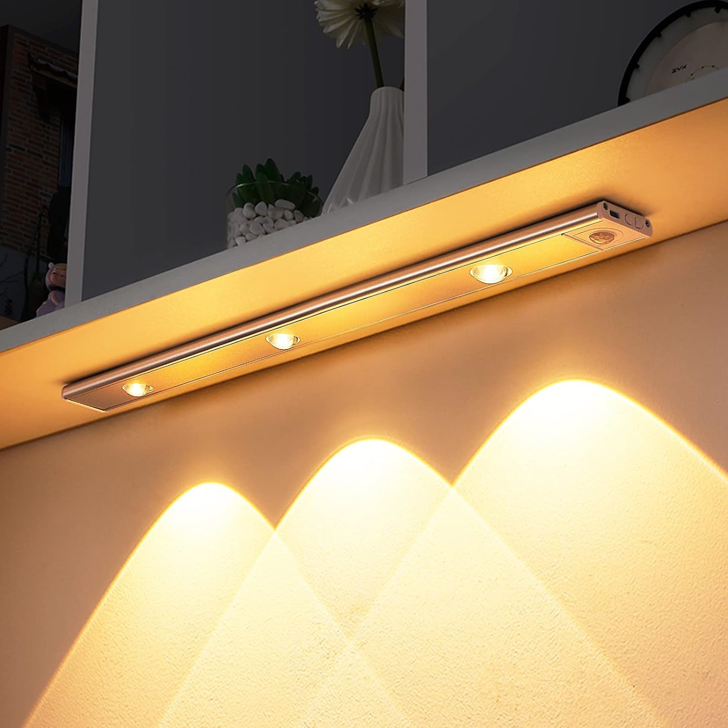 3-kolorowy ściemnialny czujnik ruchu LED, oświetlenie podszafkowe, ładowane magnetyczne oświetlenie podblatowe