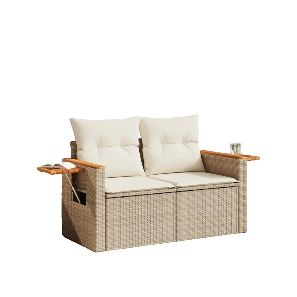 Salon bas de jardin en Rattan synthétique Beige 2 personnes - 3